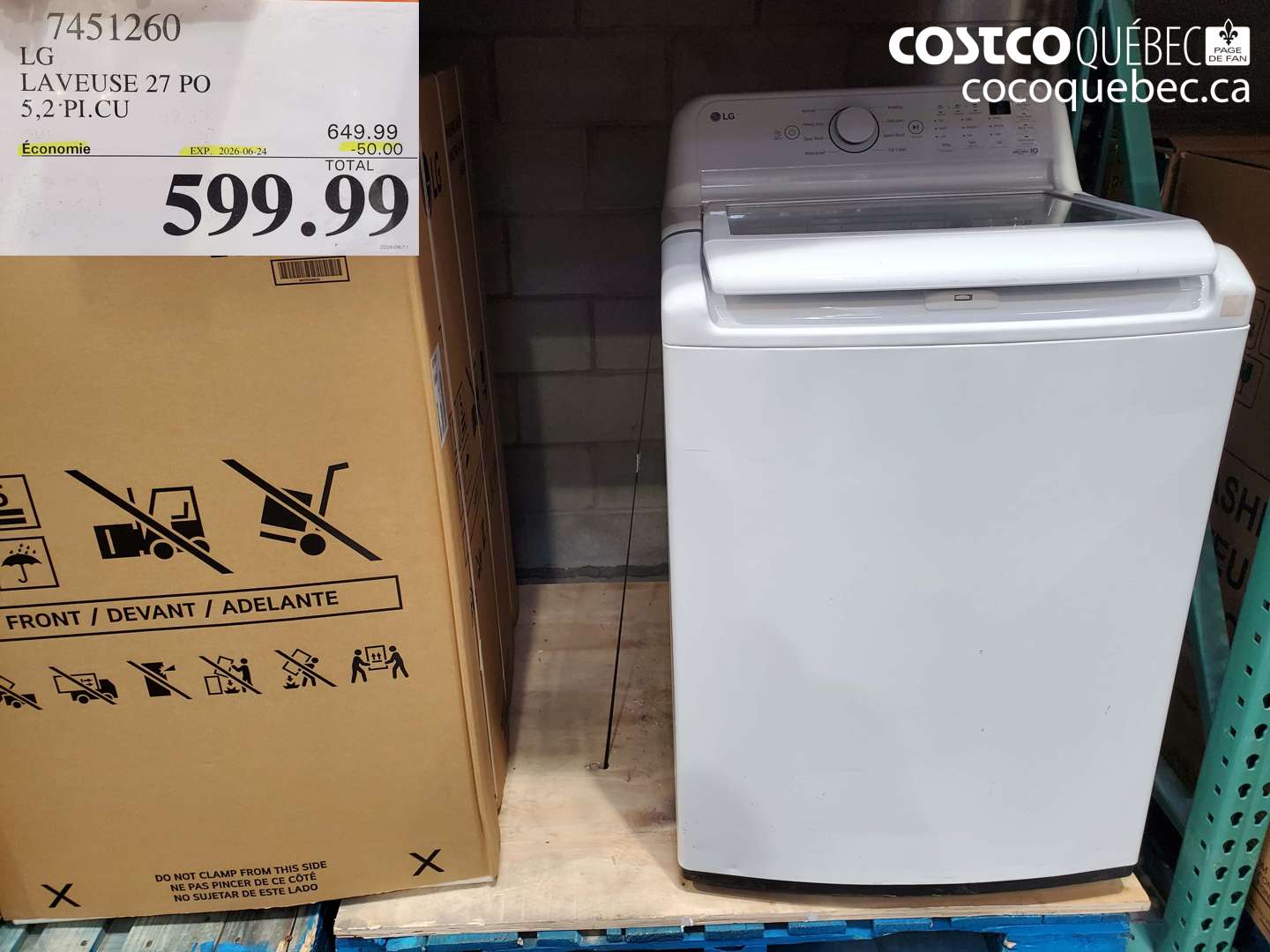 7451260 LG LAVEUSE 27 PO 5.2 PI.CU ($50.00 INSTANT SAVINGS EXPIRES ON 2026-06-24) $599.99