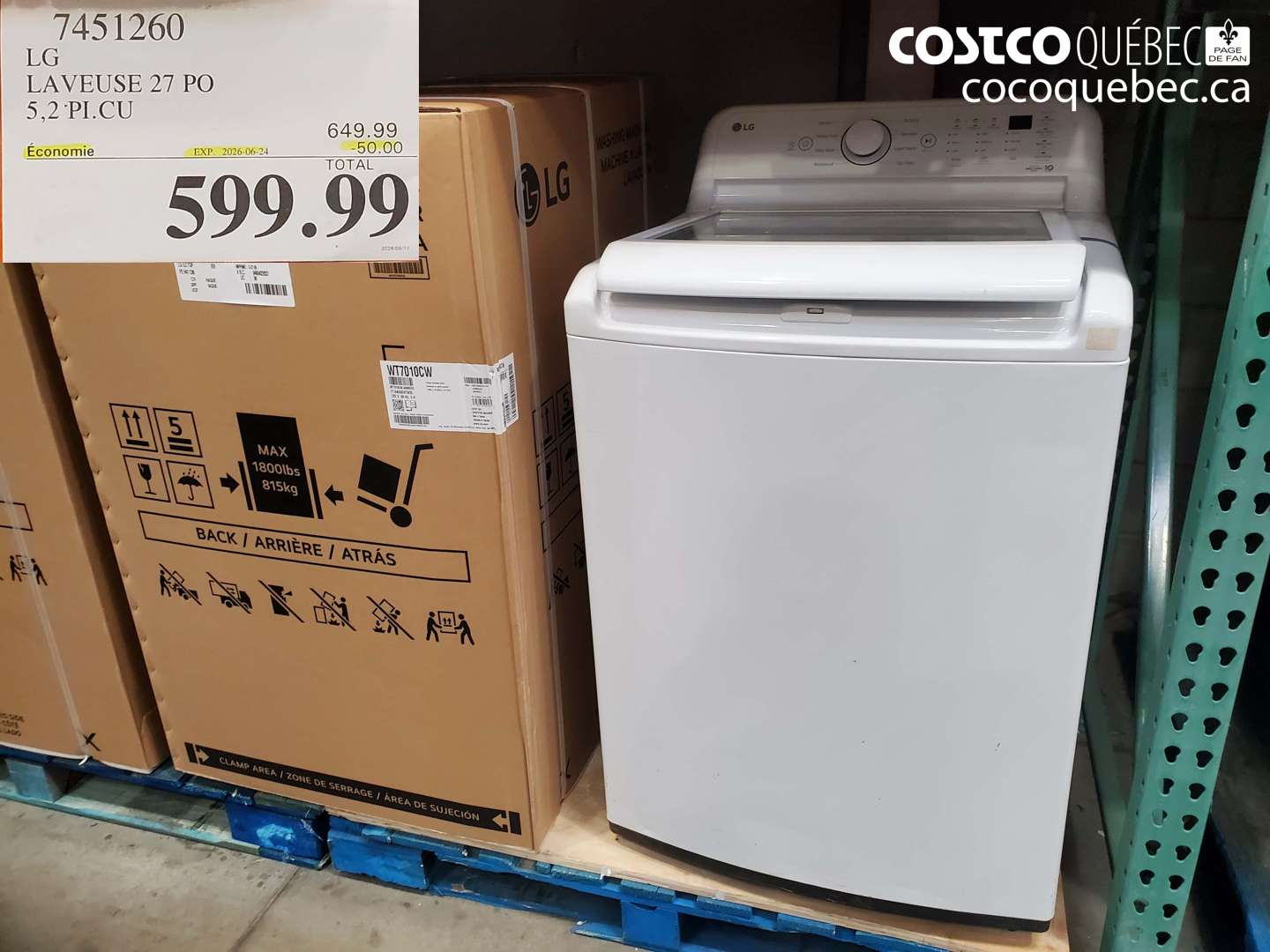 7451260 LG LAVEUSE 27 PO 5.2 PI.CU ($50.00 INSTANT SAVINGS EXPIRES ON 2026-06-24) $599.99
