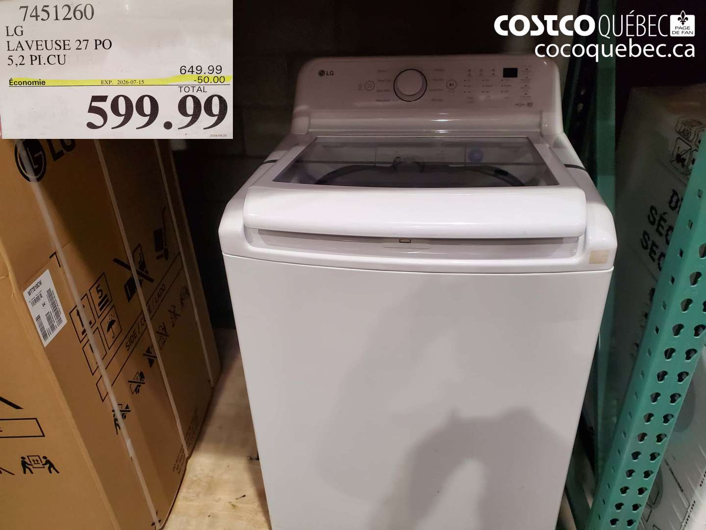7451260 LG LAVEUSE 27 PO 5.2 PI.CU ($50.00 INSTANT SAVINGS EXPIRES ON 2026-07-15) $599.99