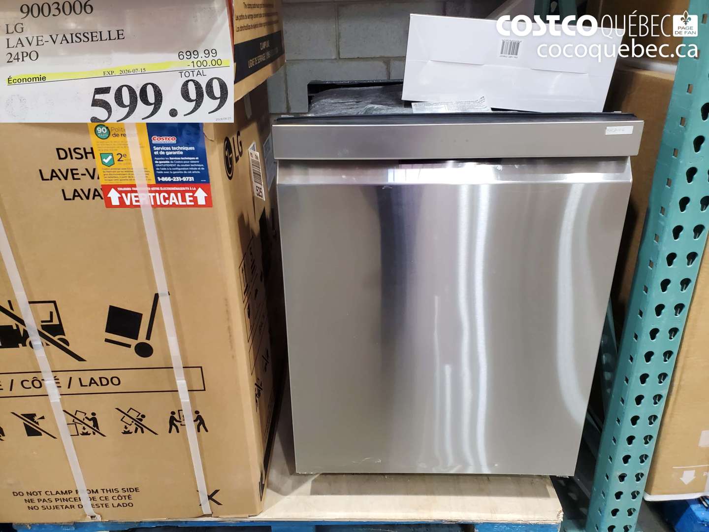 9003006 LG LAVE-VAISSELLE 24PO ($100.00 INSTANT SAVINGS EXPIRES ON 2026-07-15) $599.99