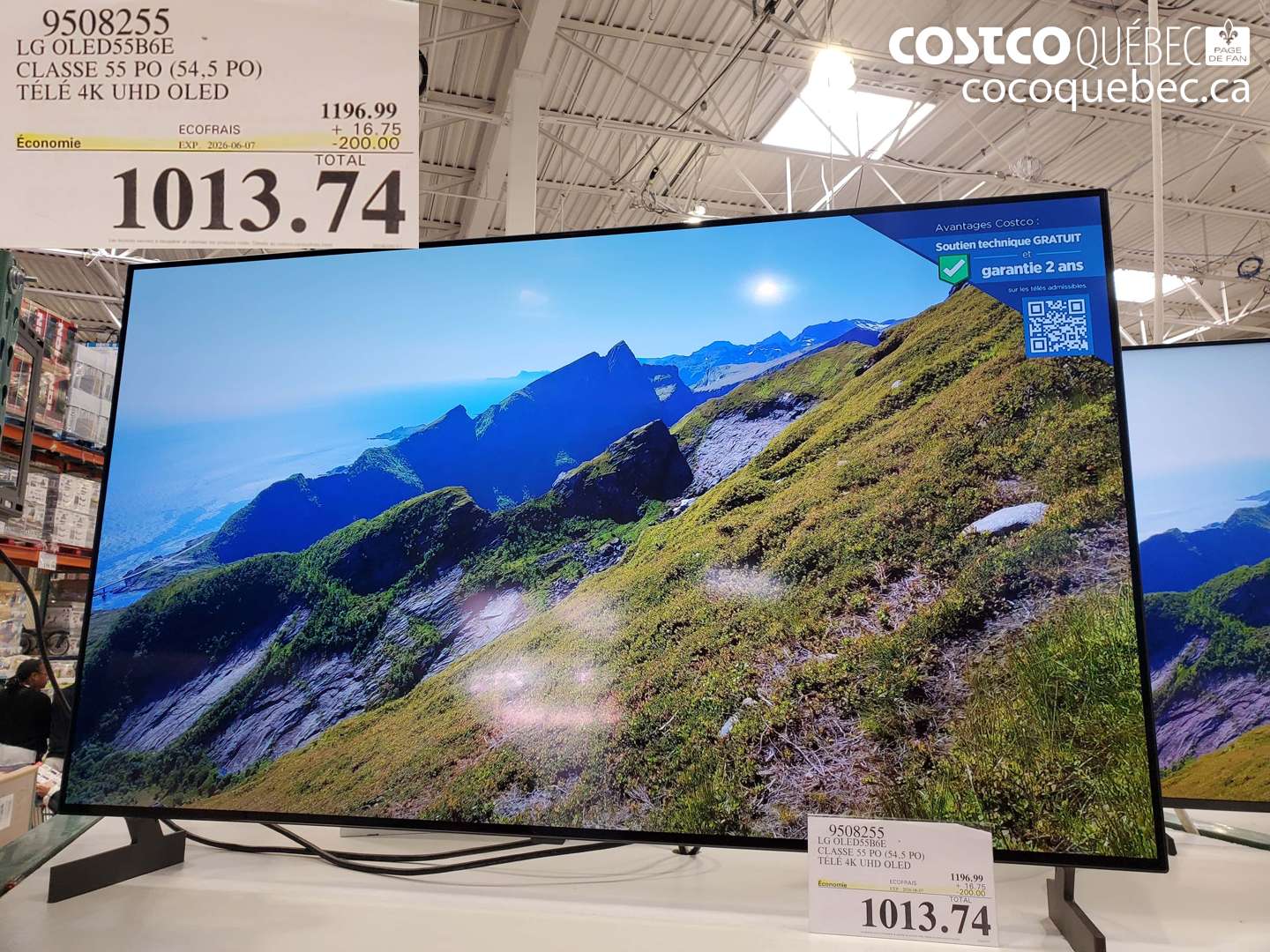 9508255 LG OLED55B6E CLASSE 55 PO (54.5 PO) TÉLÉ 4K UHD OLED ($200.00 INSTANT SAVINGS EXPIRES ON 2026-06-07) $1013.74