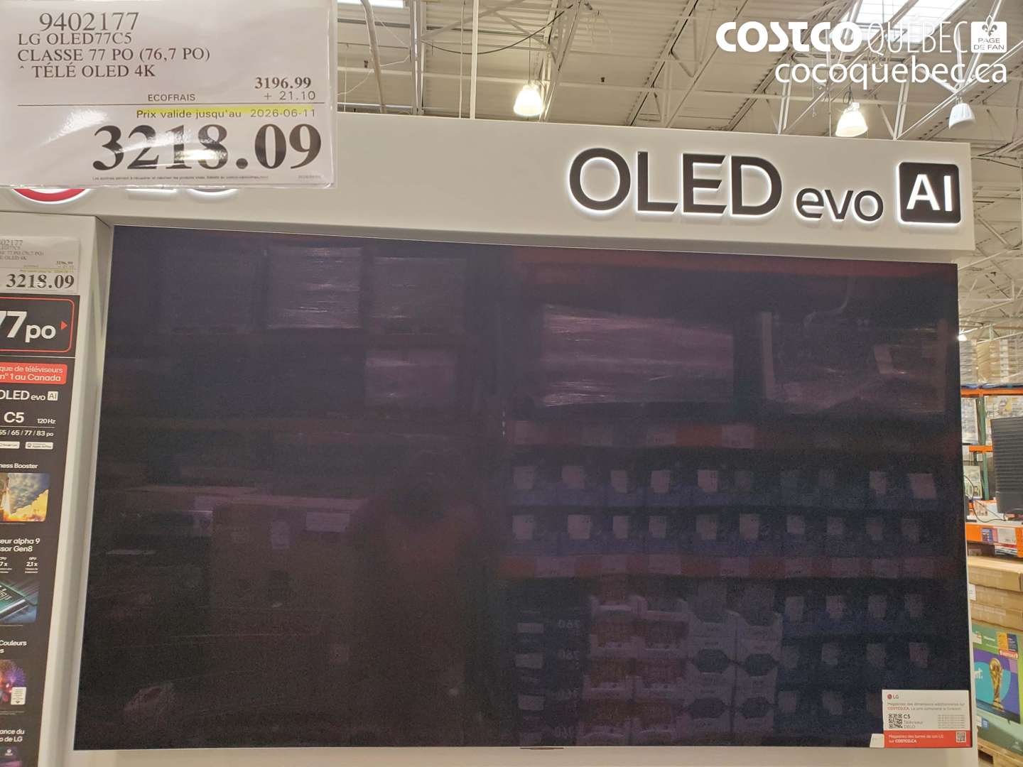 9402177 LG OLED77C5 CLASSE 77 PO (76.7 PO) (EXPIRES ON 2026-06-11) $3218.09