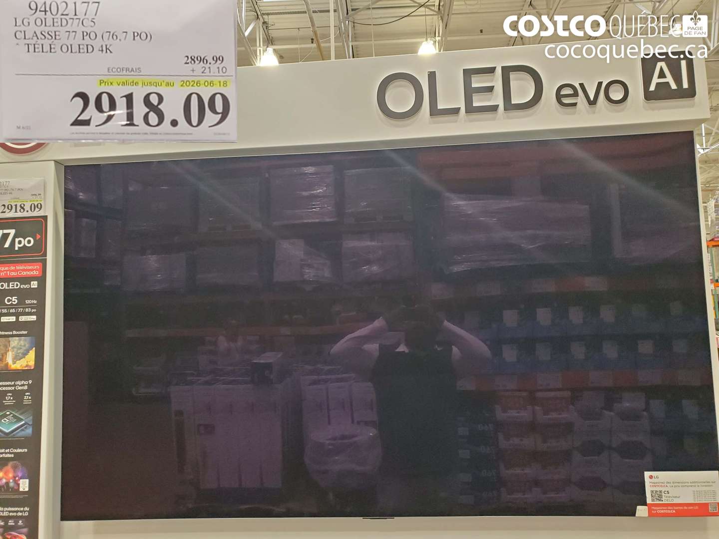 9402177 LG OLED77C5 CLASSE 77 PO (76.7 PO) (EXPIRES ON 2026-06-18) $2918.09