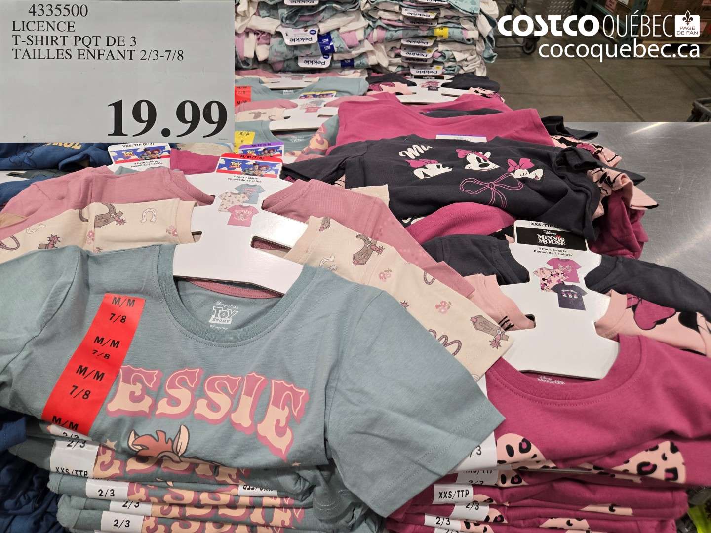 4335500 LICENCE T-SHIRT PQT DE 3 TAILLES ENFANT 2/3-7/8 $19.99
