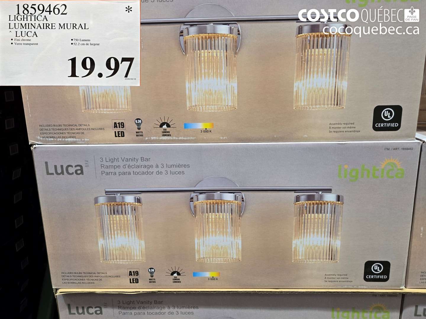 1859462 LIGHTICA LUMINAIRE MURAL LUCA $19.97