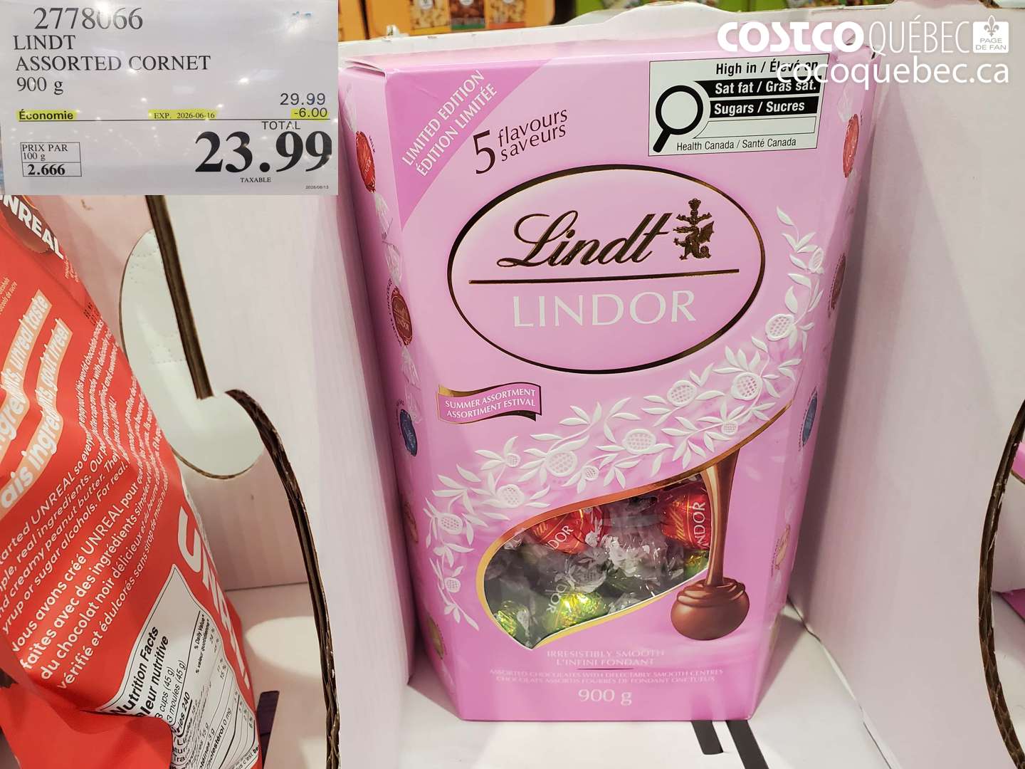 2778066 LINDT ASSORTED CORNET 900 G ($6.00 INSTANT SAVINGS EXPIRES ON 2026-06-16) $23.99