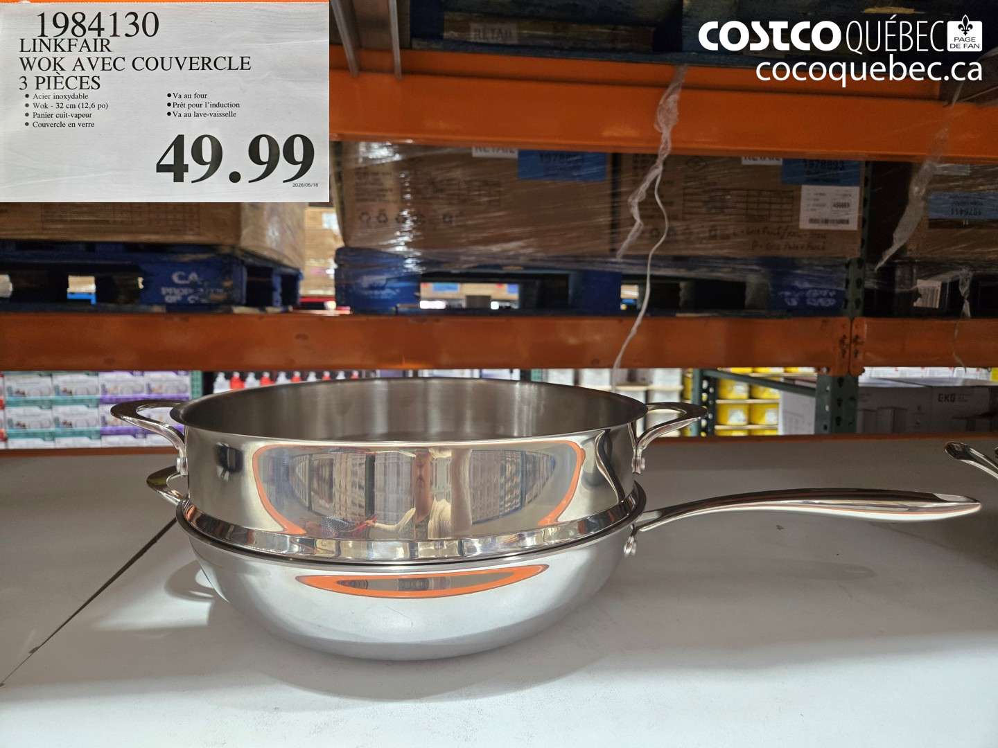1984130 LINKFAIR WOK AVEC COUVERCLE 3 PIÈCES $49.99