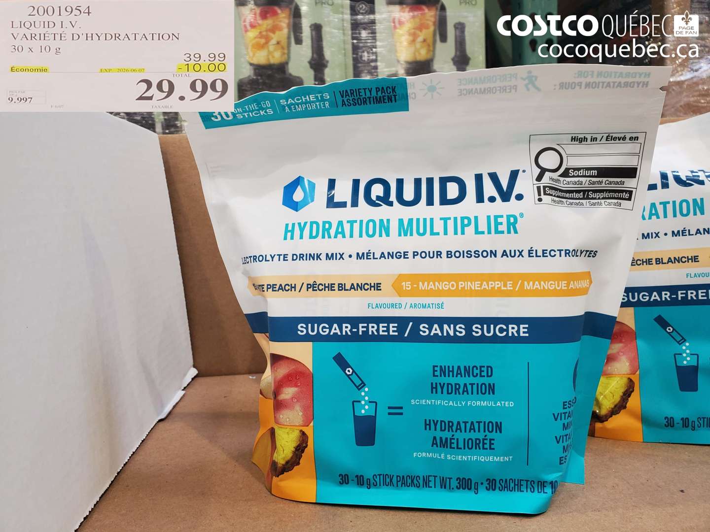 2001954 LIQUID I.V. VARIÉTÉ D'HYDRATATION 3 X 10 G ($10.00 INSTANT SAVINGS EXPIRES ON 2026-06-07) $29.99