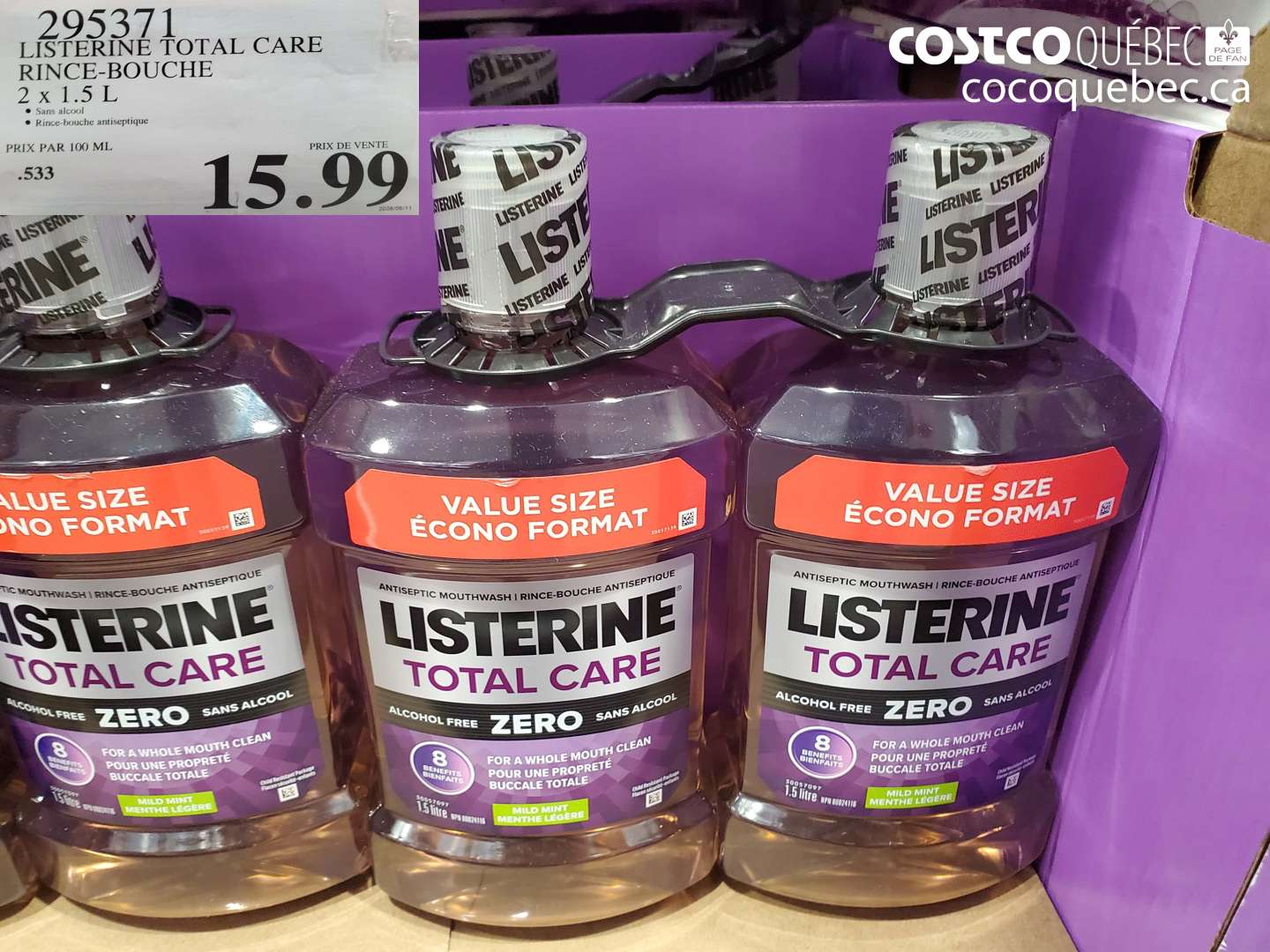 295371 LISTERINE TOTAL CARE RINCE-BOUCHE 2 X 1.5 L $15.99