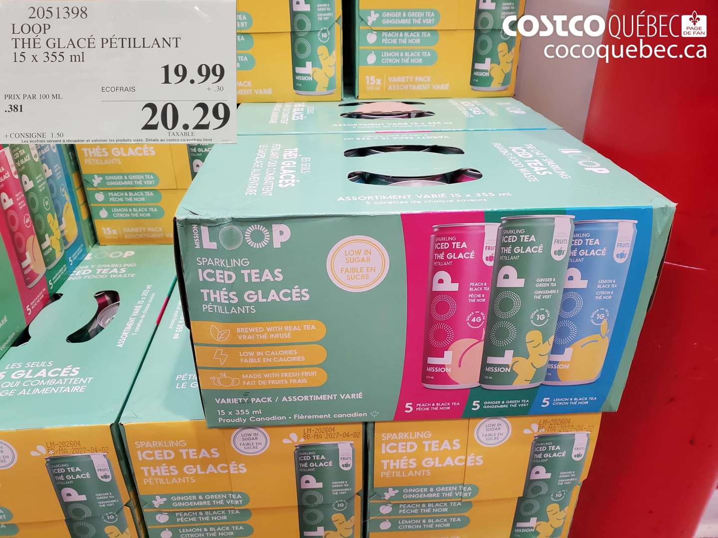 2051398 LOOP THÉ GLACÉ PÉTILLANT 15 X 355 ML $19.99
