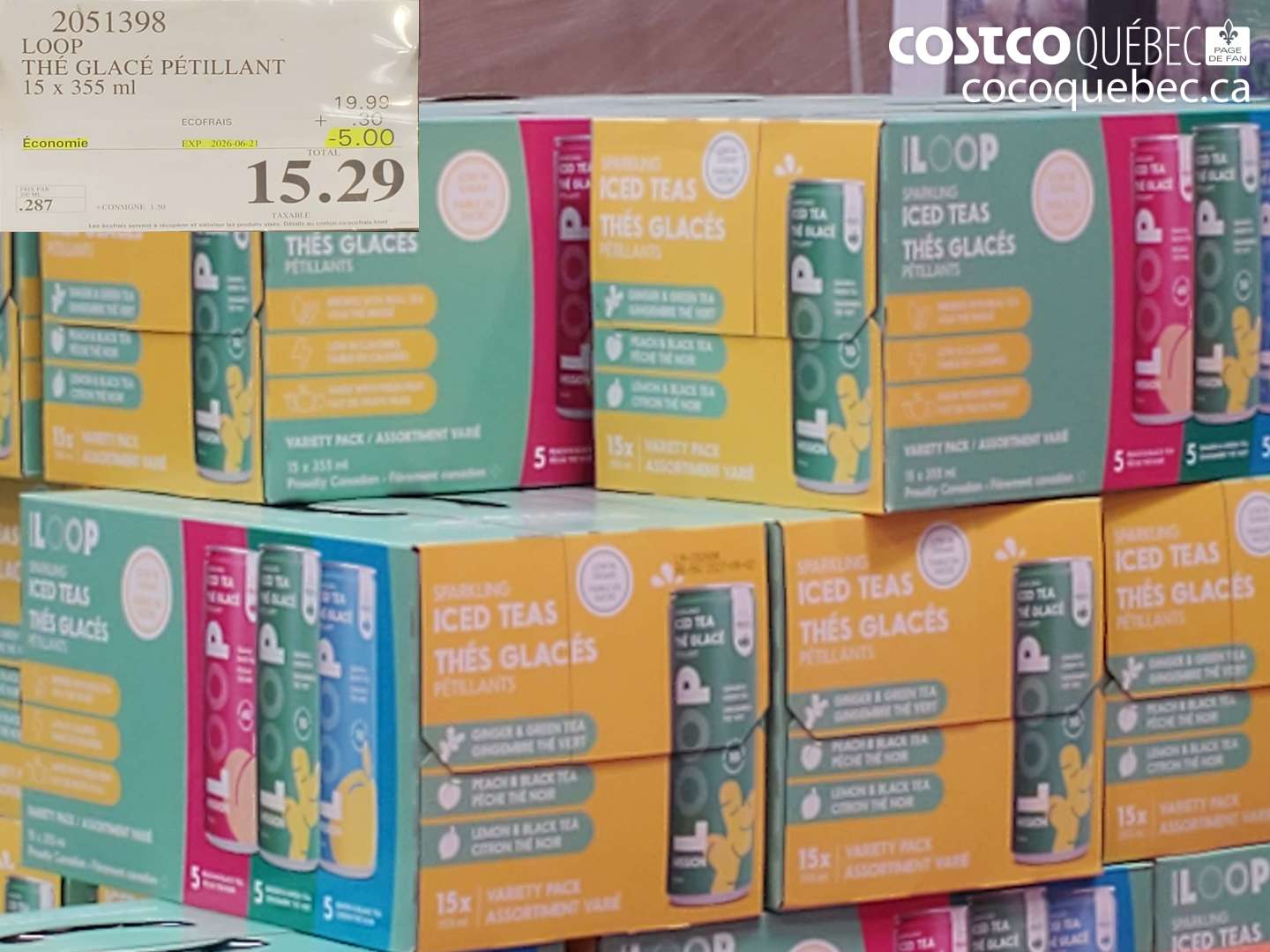 2051398 LOOP THÉ GLACÉ PÉTILLANT 15 X 355 ML ($5.00 INSTANT SAVINGS EXPIRES ON 2026-06-21) $15.29