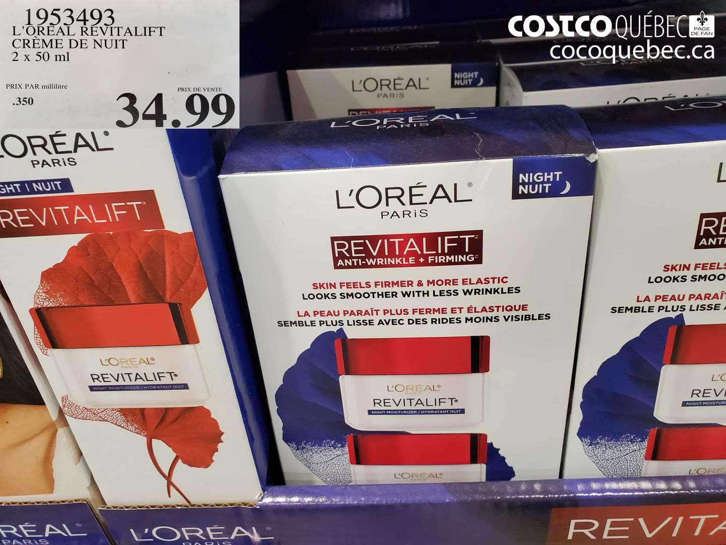 1953493 L'OREAL REVITALIFT CRÈME DE NUIT 2 X 50 ML $34.99