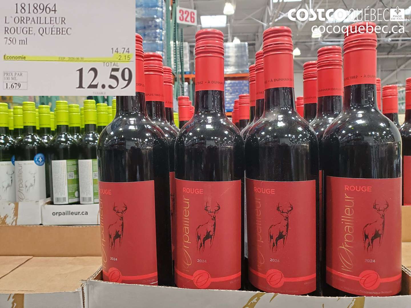 1818964 L'ORPAILLEUR ROUGE, QUÉBEC 750 ML ($2.15 INSTANT SAVINGS EXPIRES ON 2026-06-30) $12.59