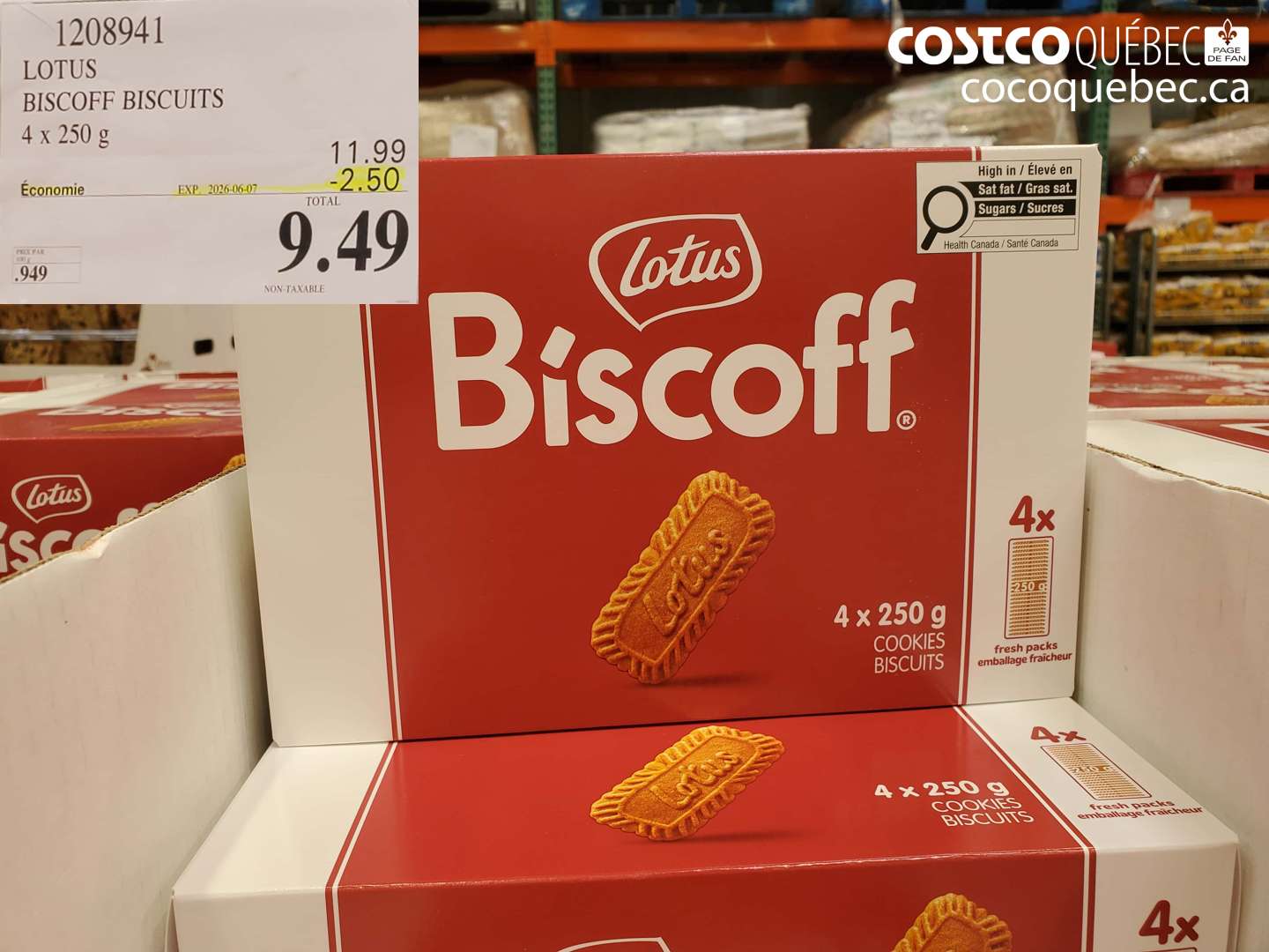 1208941 LOTUS BISCOFF BISCUITS 4 X 250 G ($2.50 INSTANT SAVINGS EXPIRES ON 2026-06-07) $9.49