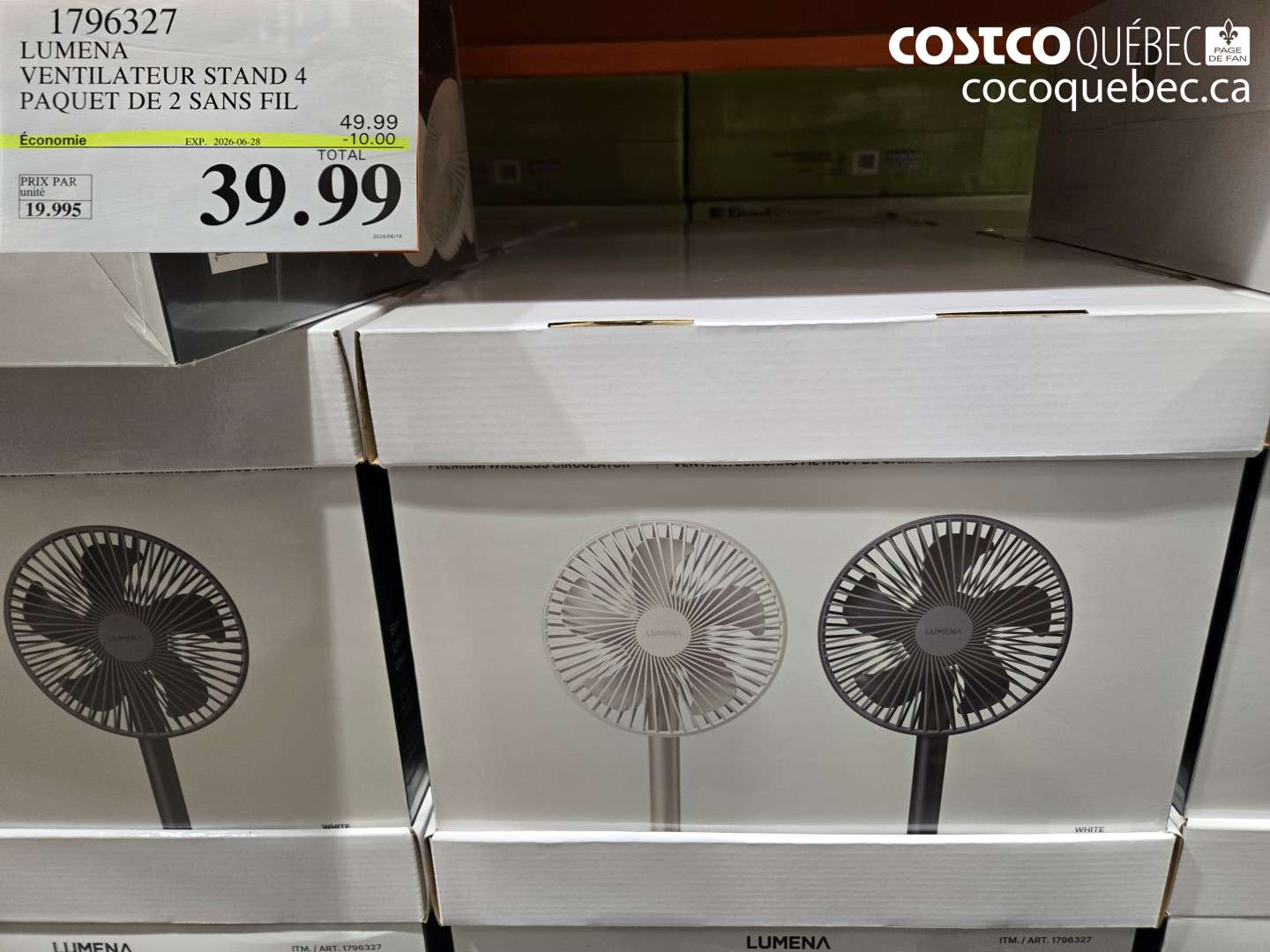 1796327 LUMENA VENTILATEUR STAND 4 PAQUET DE 2 SANS FIL ($10.00 INSTANT SAVINGS EXPIRES ON 2026-06-28) $39.99