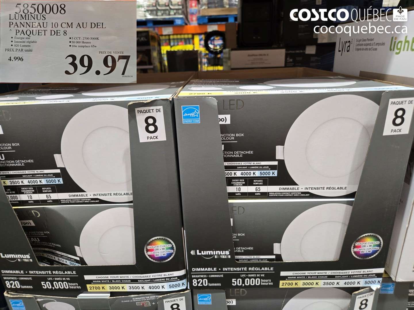 5850008 LUMINUS PANNEAU 10 CM AU DEL PAQUET DE 8 $39.97