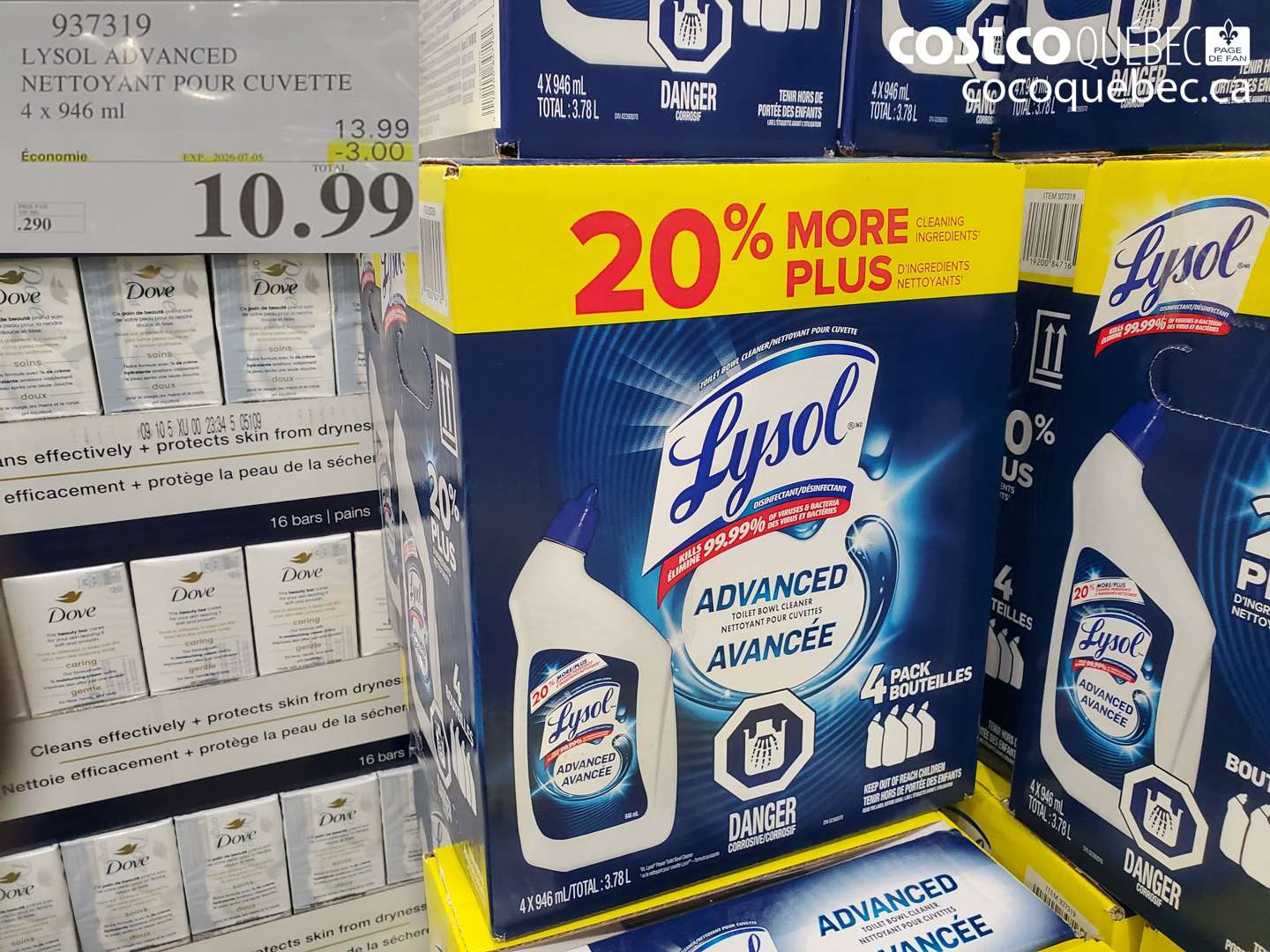 937319 LYSOL ADVANCED NETTOYANT POUR CUVETTE 4 X 946 ML ($3.00 INSTANT SAVINGS EXPIRES ON 2026-07-05) $10.99