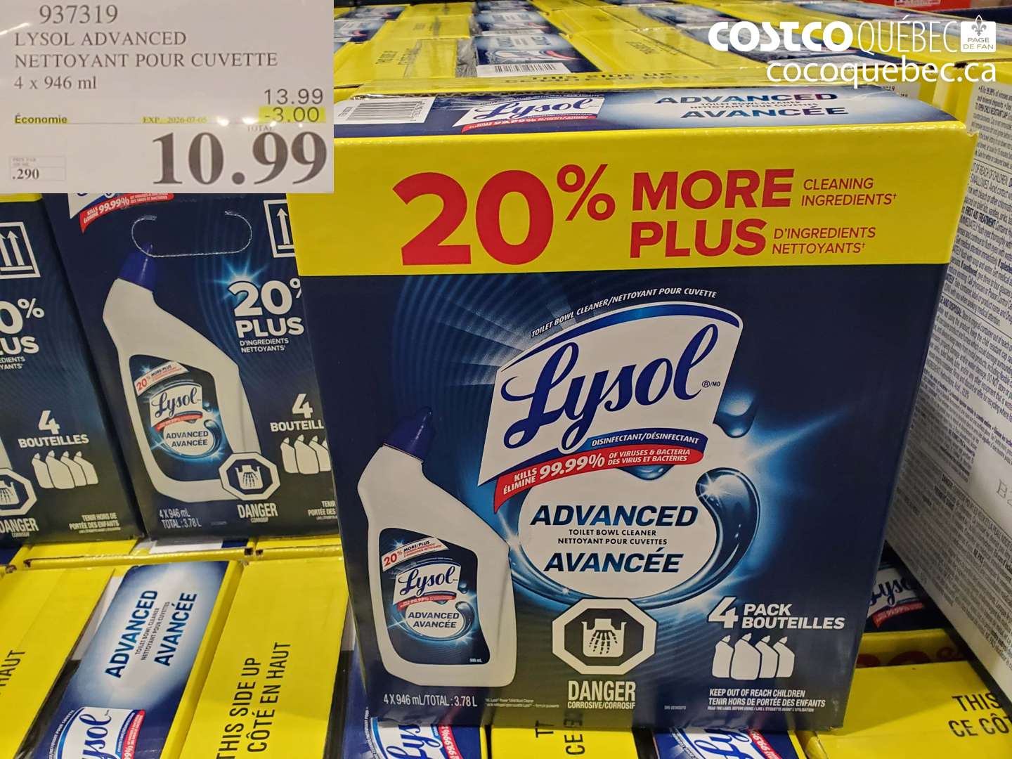 937319 LYSOL ADVANCED NETTOYANT POUR CUVETTE 4 X 946 ML ($3.00 INSTANT SAVINGS EXPIRES ON 2026-07-05) $10.99