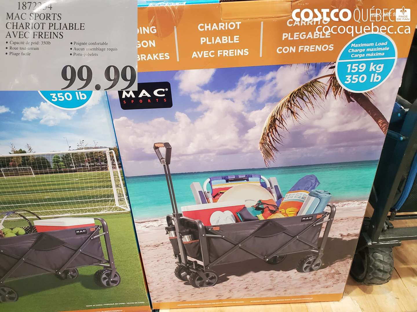 1872254 MAC SPORTS CHARIOT PLIABLE AVEC FREINS $99.99
