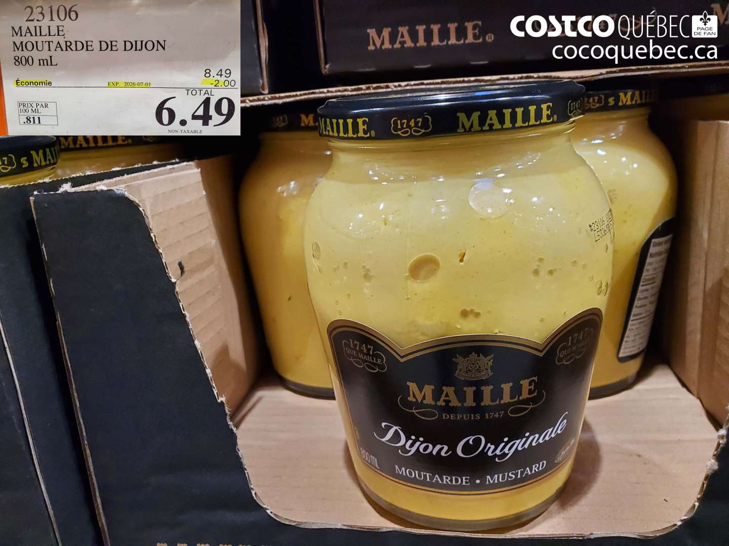 23106 MAILLE MOUTARDE DE DIJON 800 ML ($2.00 INSTANT SAVINGS EXPIRES ON 2026-07-01) $6.49