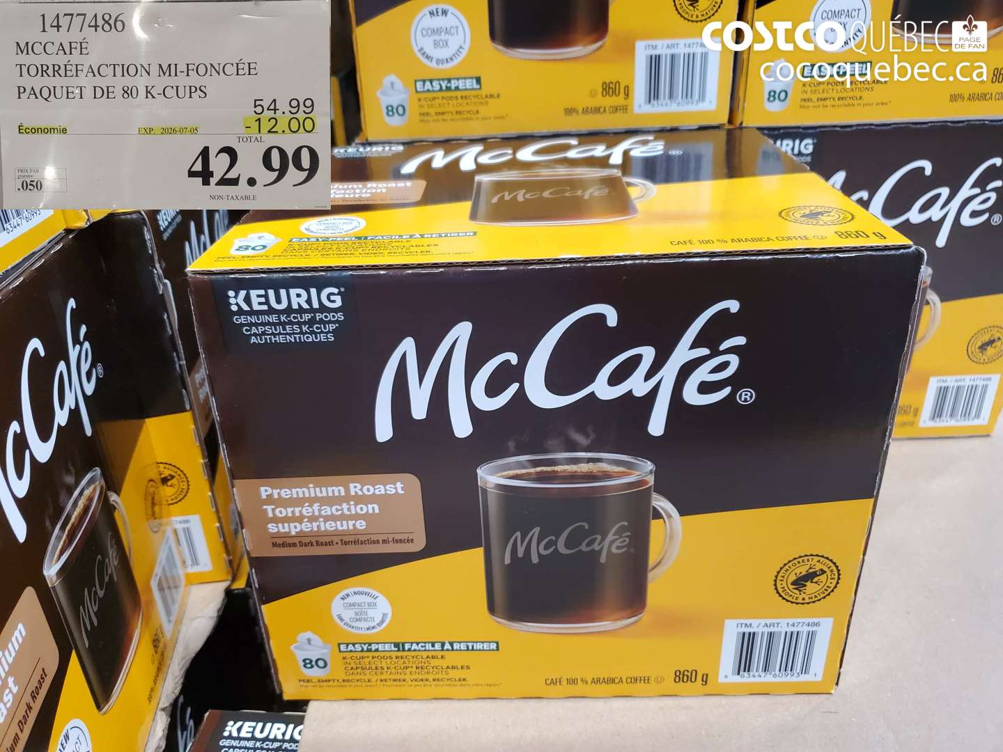 1477486 MCCAFÉ TORRÉFACTION MI-FONCÉE PAQUET DE 80 K-CUPS ($12.00 INSTANT SAVINGS EXPIRES ON 2026-07-05) $42.99