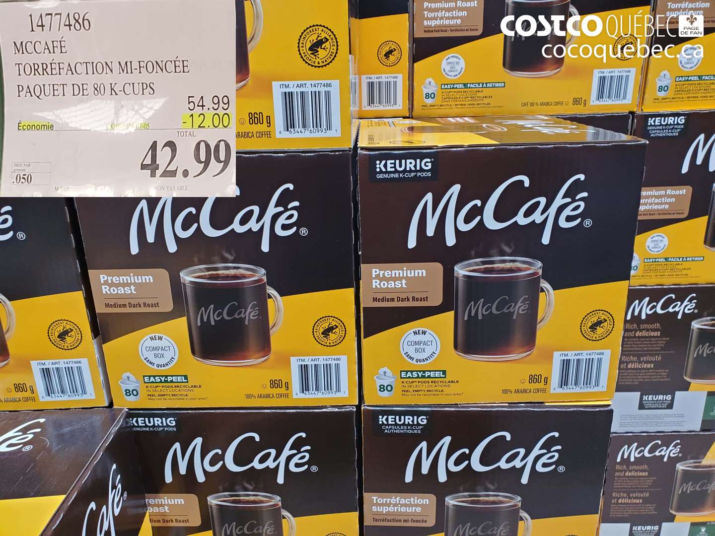 1477486 MCCAFÉ TORRÉFACTION MI-FONCÉE PAQUET DE 80 K-CUPS ($12.00 INSTANT SAVINGS EXPIRES ON 2024-02-05) $42.99