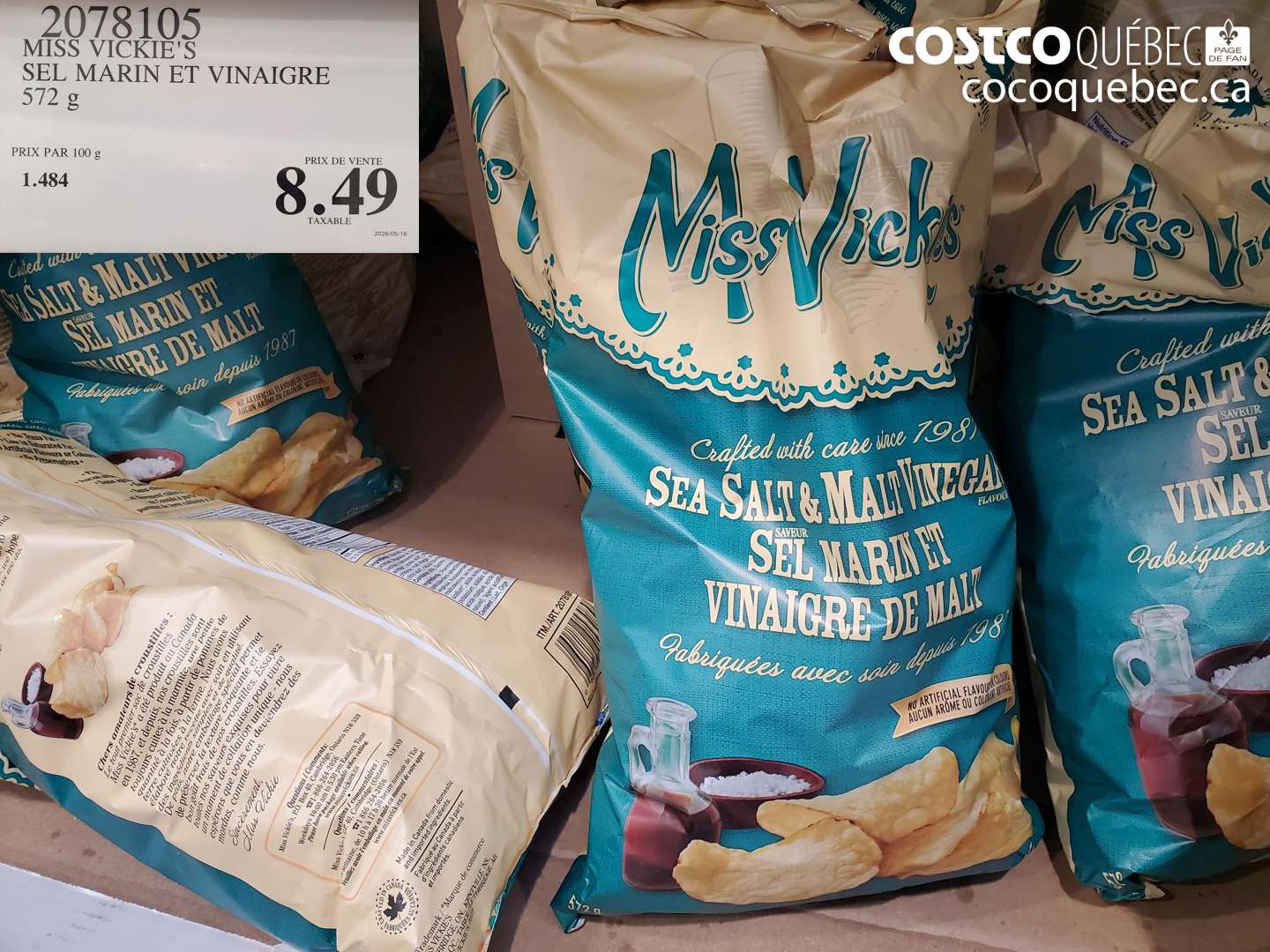 2078105 MISS VICKIE'S SEL MARIN ET VINAIGRE 572 G $8.49