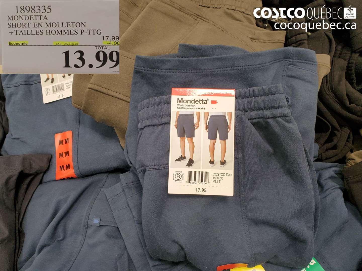 1898335 MONDETTA SHORT EN MOLLETON +TAILLES HOMMES P-TTG ($4.00 INSTANT SAVINGS EXPIRES ON 2026-06-28) $13.99