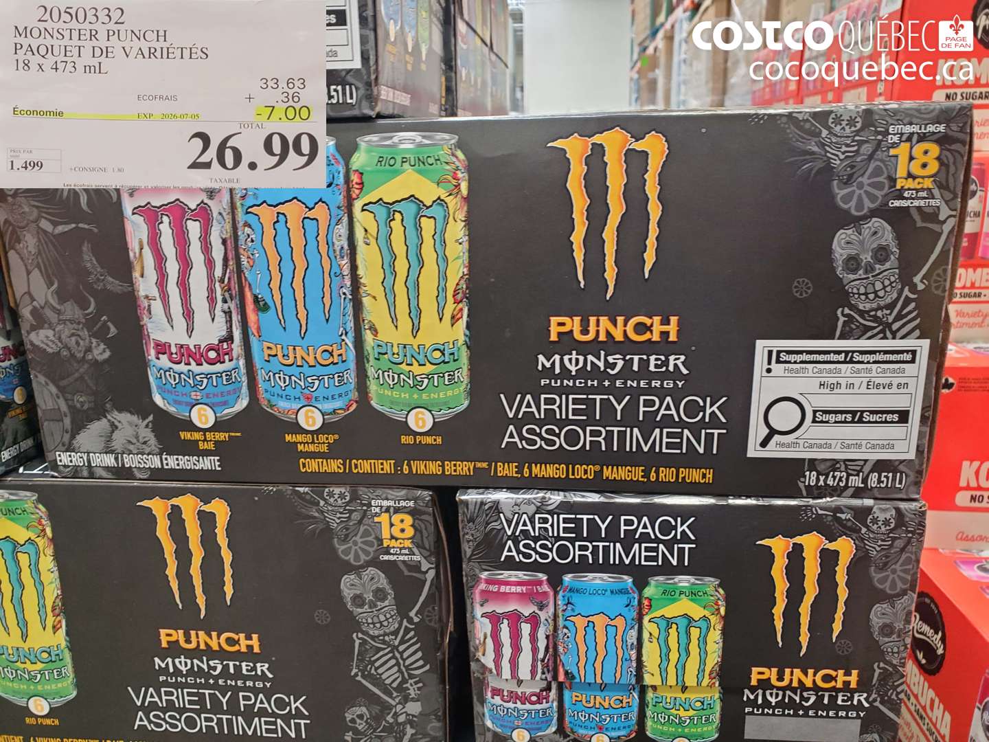 2050332 MONSTER PUNCH PAQUET DE VARIÉTÉS 18 X 473 ML ($7.00 INSTANT SAVINGS EXPIRES ON 2026-07-05) $26.99