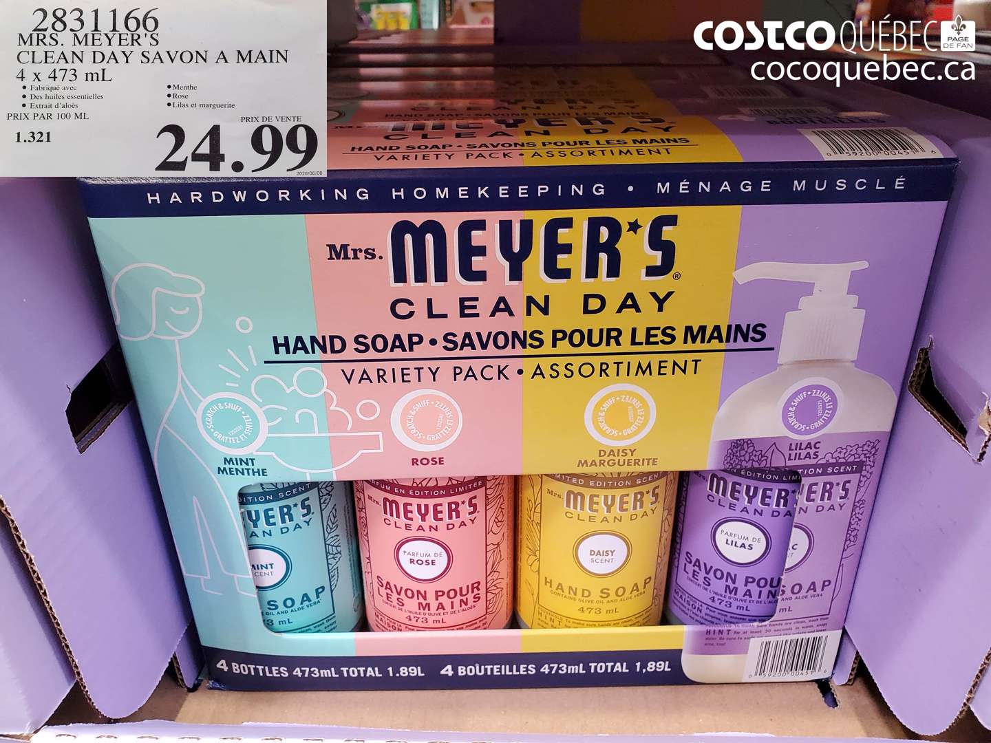 2831166 MRS. MEYER'S CLEAN DAY SAVON A MAIN 4 X 473 ML $24.99