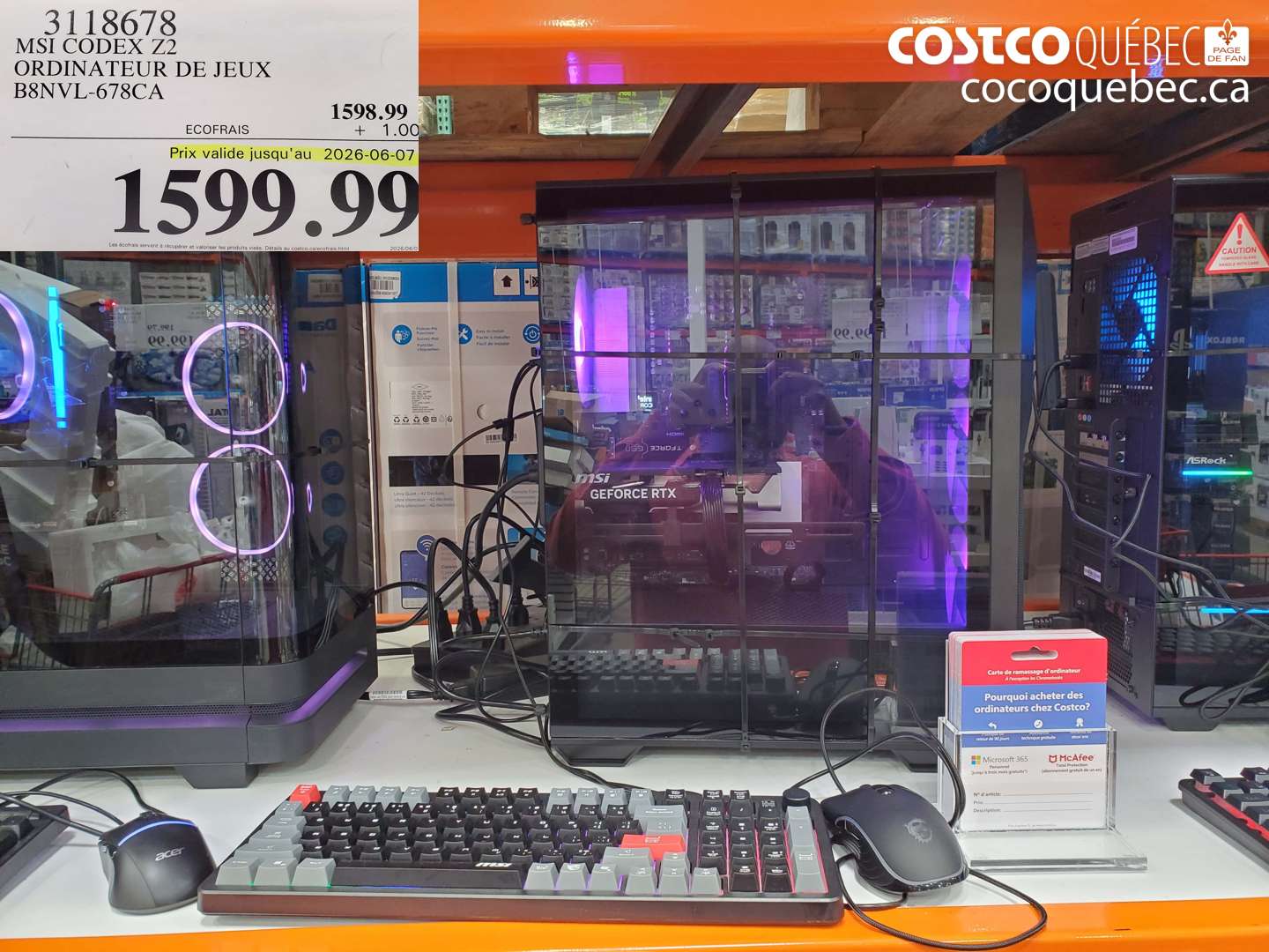 3118678 MSI CODEX Z2 ORDINATEUR DE JEUX B8NVL-678CA (EXPIRES ON 2026-06-07) $1599.99