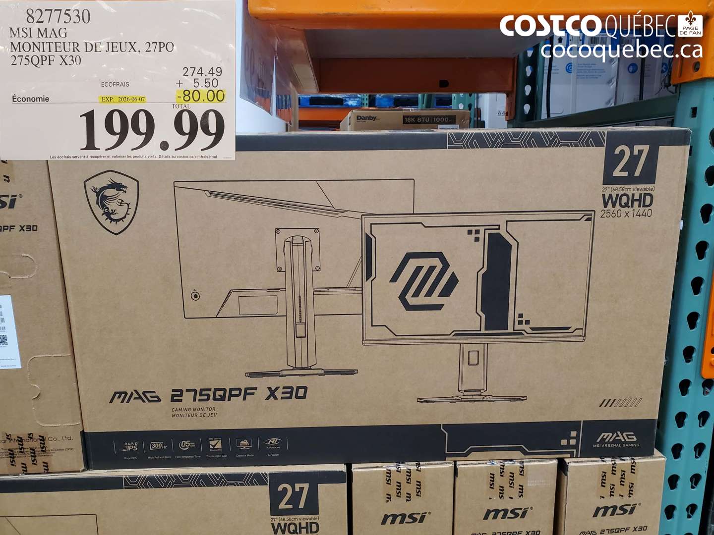 8277530 MSI MAG MONITEUR DE JEUX, 27PO 275QPF X30 ($80.00 INSTANT SAVINGS EXPIRES ON 2026-06-07) $199.99