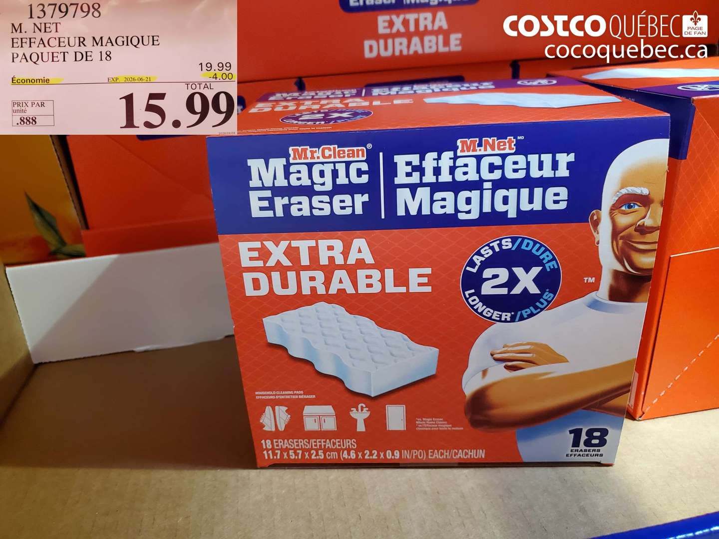 1379798 M. NET EFFACEUR MAGIQUE PAQUET DE 18 ($4.00 INSTANT SAVINGS EXPIRES ON 2026-06-21) $15.99