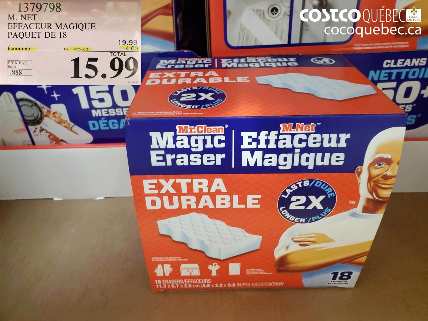 1379798 M. NET EFFACEUR MAGIQUE PAQUET DE 18 ($4.00 INSTANT SAVINGS EXPIRES ON 2026-06-21) $15.99