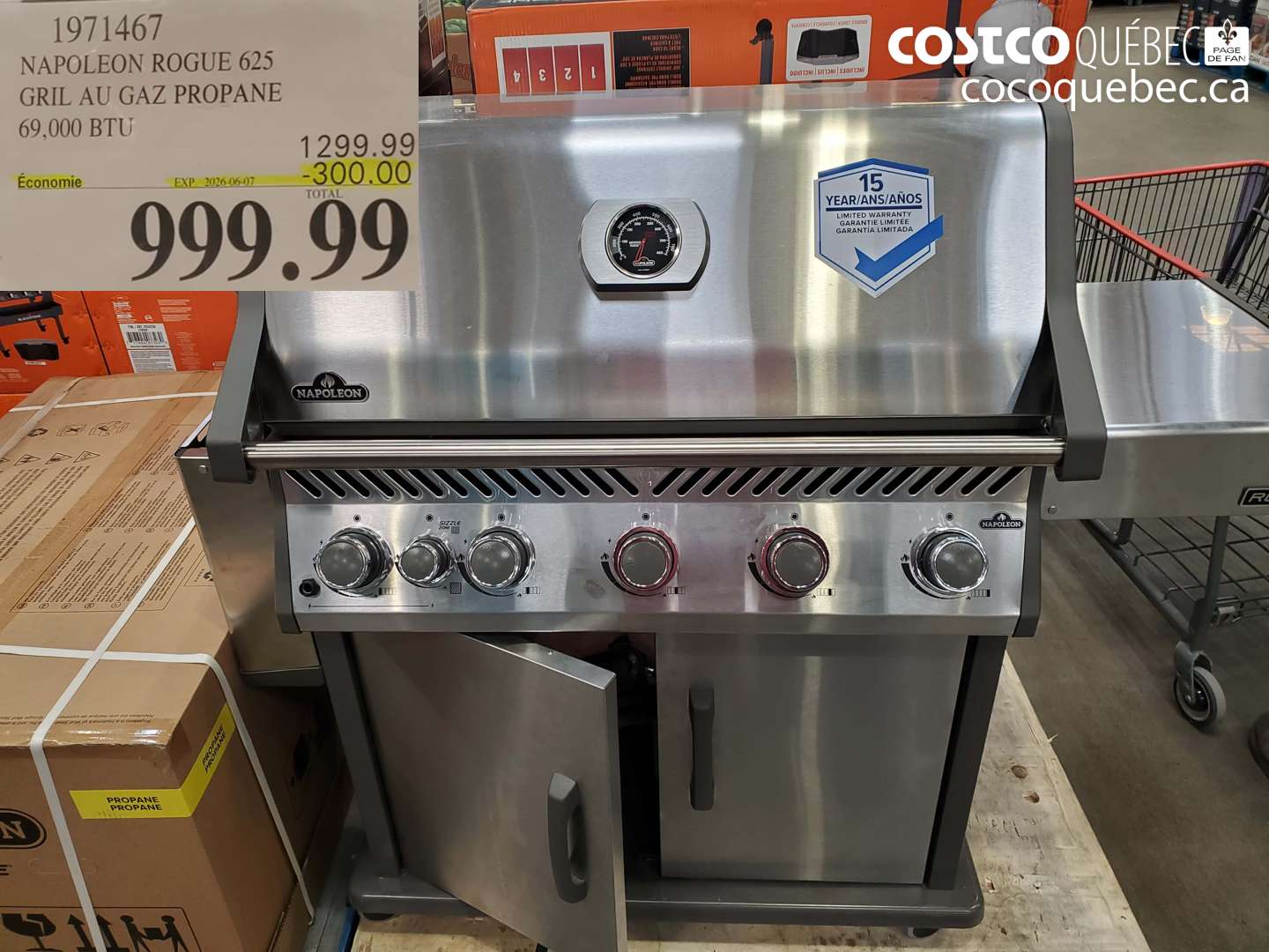 1971467 NAPOLEON ROGUE 625 GRIL AU GAZ PROPANE 69,000 BTU ($300.00 INSTANT SAVINGS EXPIRES ON 2026-06-07) $999.99