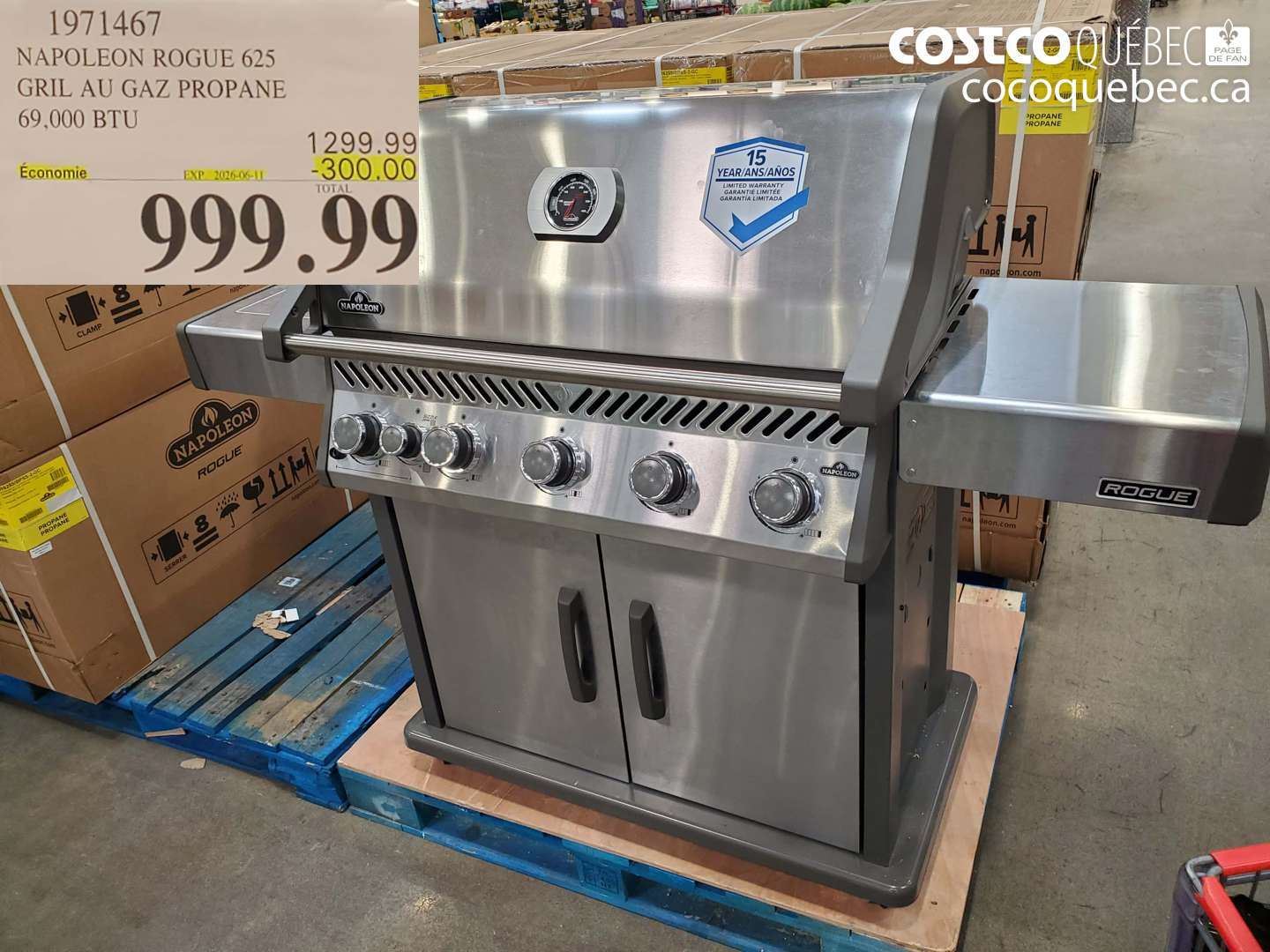 1971467 NAPOLEON ROGUE 625 GRIL AU GAZ PROPANE 69.000 BTU ($300.00 INSTANT SAVINGS EXPIRES ON 2026-06-11) $999.99