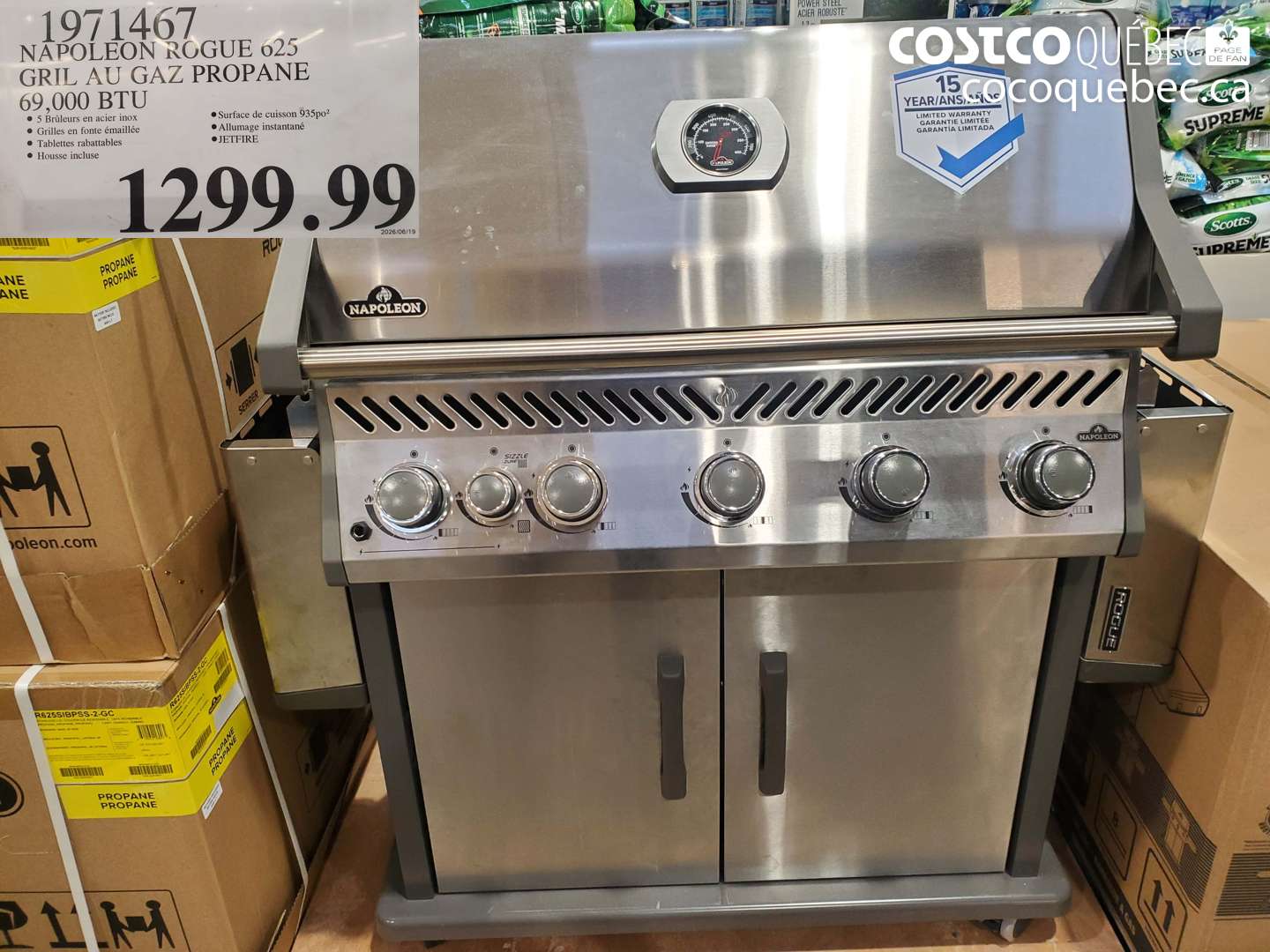 1971467 NAPOLEON ROGUE 625 GRIL AU GAZ PROPANE 69.000 BTU $1299.99