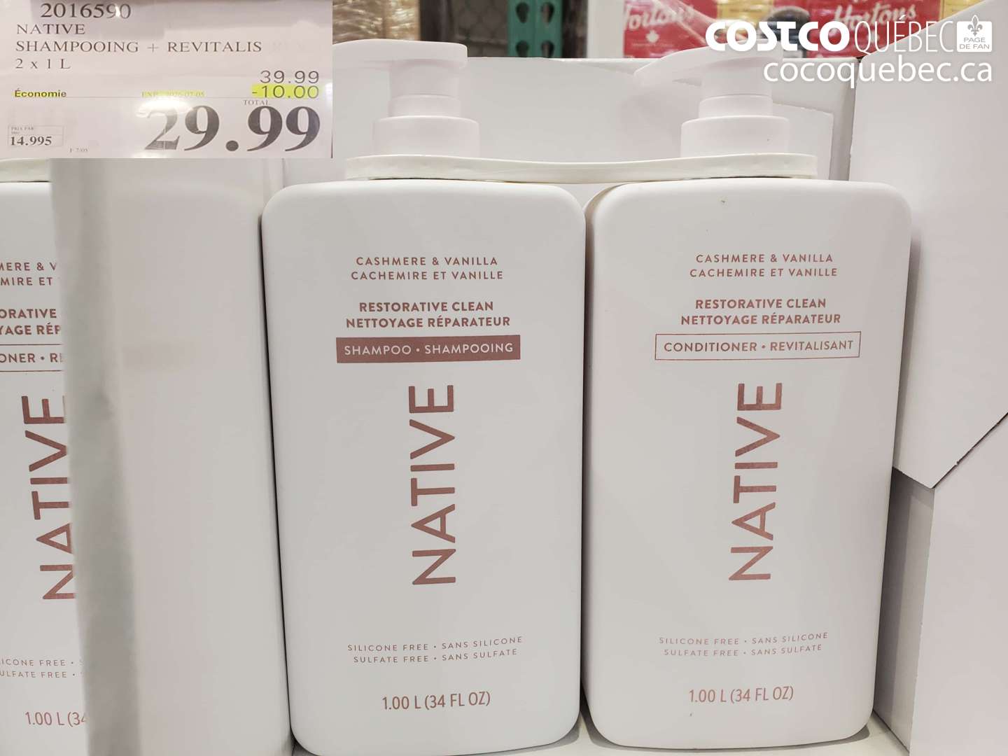 2016590 NATIVE SHAMPOOING + REVITALIS 2 X 1 L ($10.00 INSTANT SAVINGS EXPIRES ON 2026-07-05) $29.99