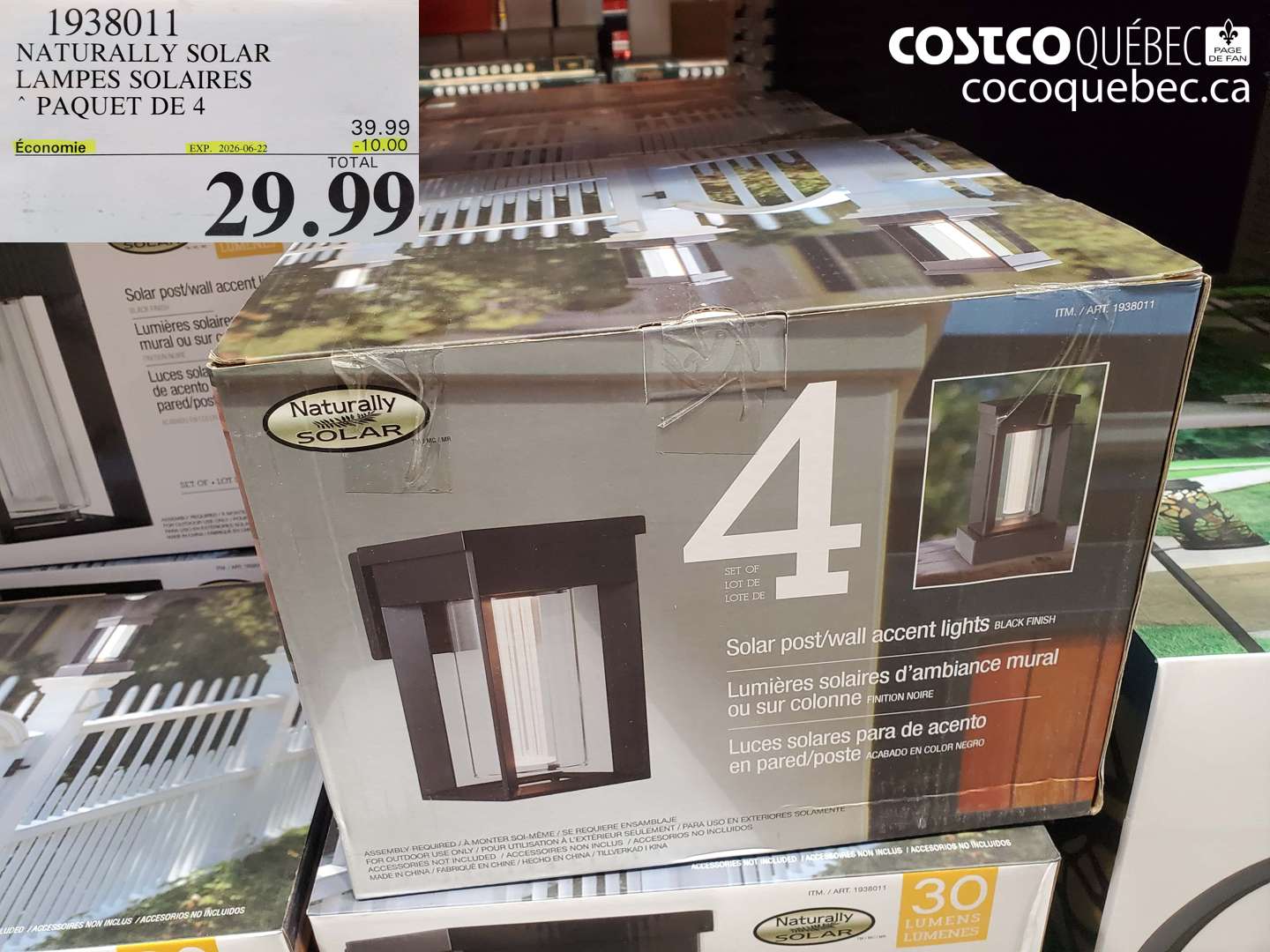 1938011 NATURALLY SOLAR LAMPES SOLAIRES PAQUET DE 4 ($10.00 INSTANT SAVINGS EXPIRES ON 2026-06-22) $29.99