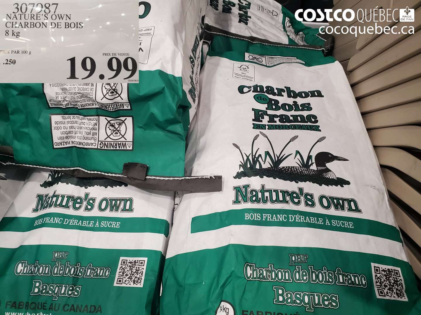 307987 NATURE'S OWN CHARBON DE BOIS 8 KG $19.99