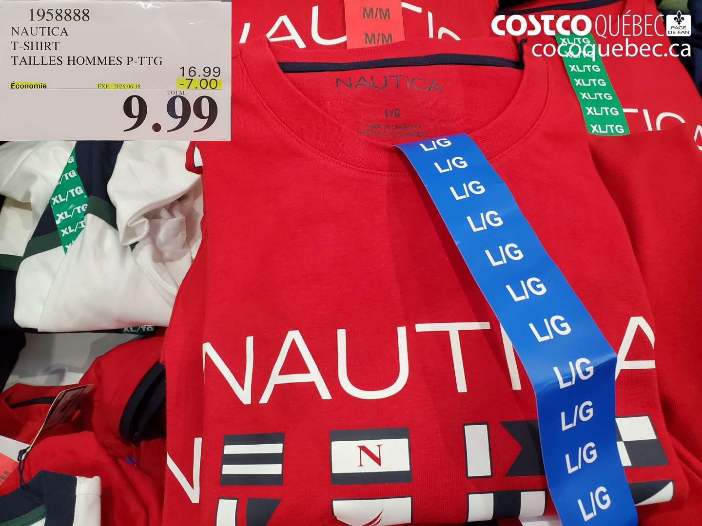 1958888 NAUTICA T-SHIRT TAILLES HOMMES P-TTG ($7.00 INSTANT SAVINGS EXPIRES ON 2026-06-18) $9.99