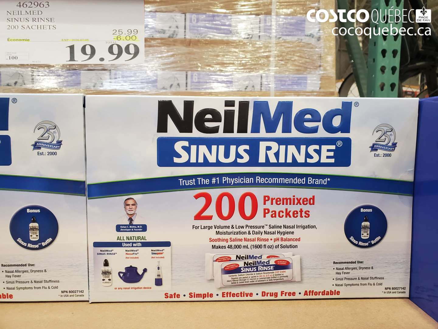 462963 NEILMED SINUS RINSE 200 SACHETS ($6.00 INSTANT SAVINGS EXPIRES ON 2026-07-05) $19.99