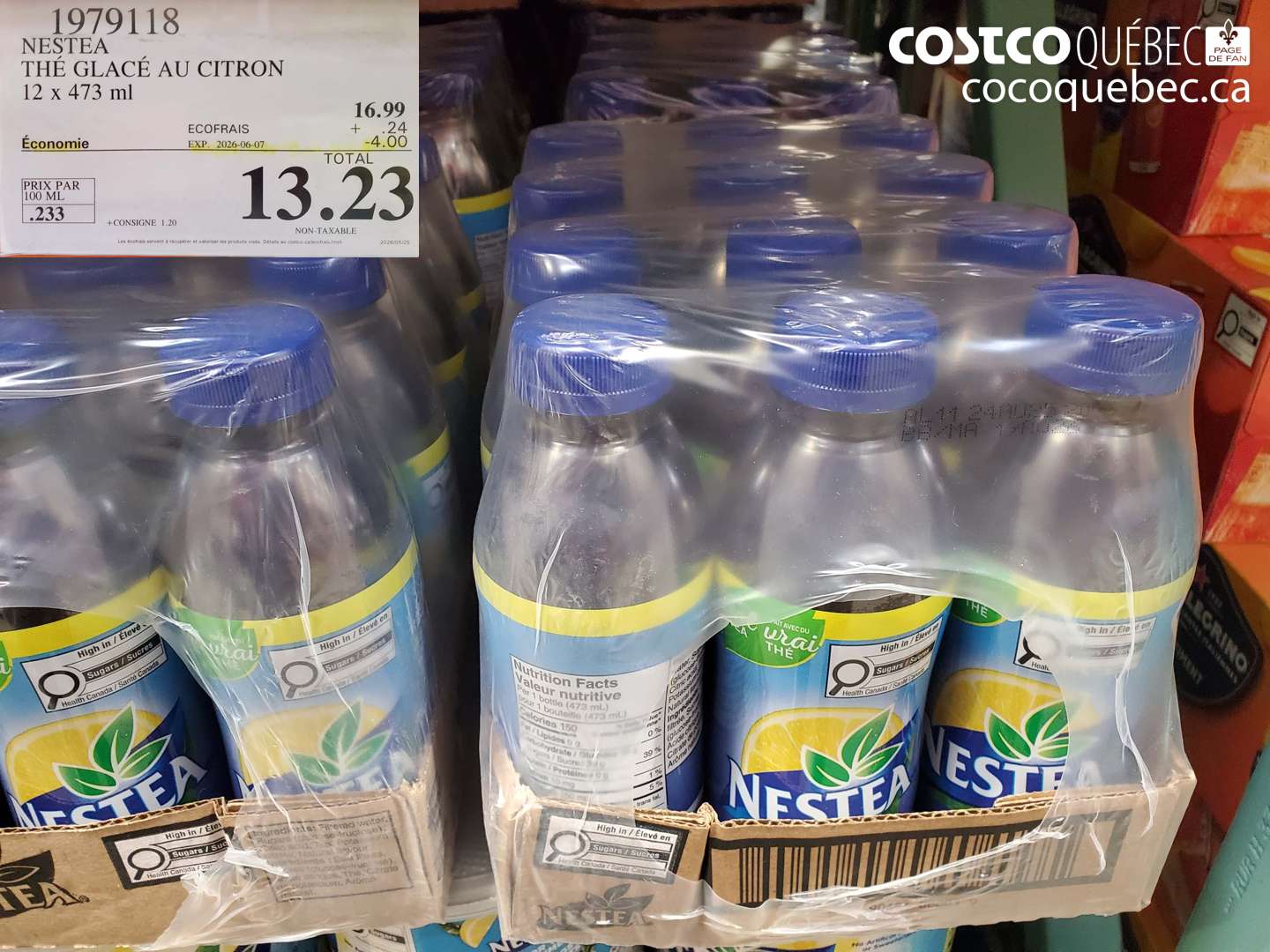 1979118 NESTEA THÉ GLACÉ AU CITRON 12 x 473 ML ($4.00 INSTANT SAVINGS EXPIRES ON 2026-06-07) $13.23