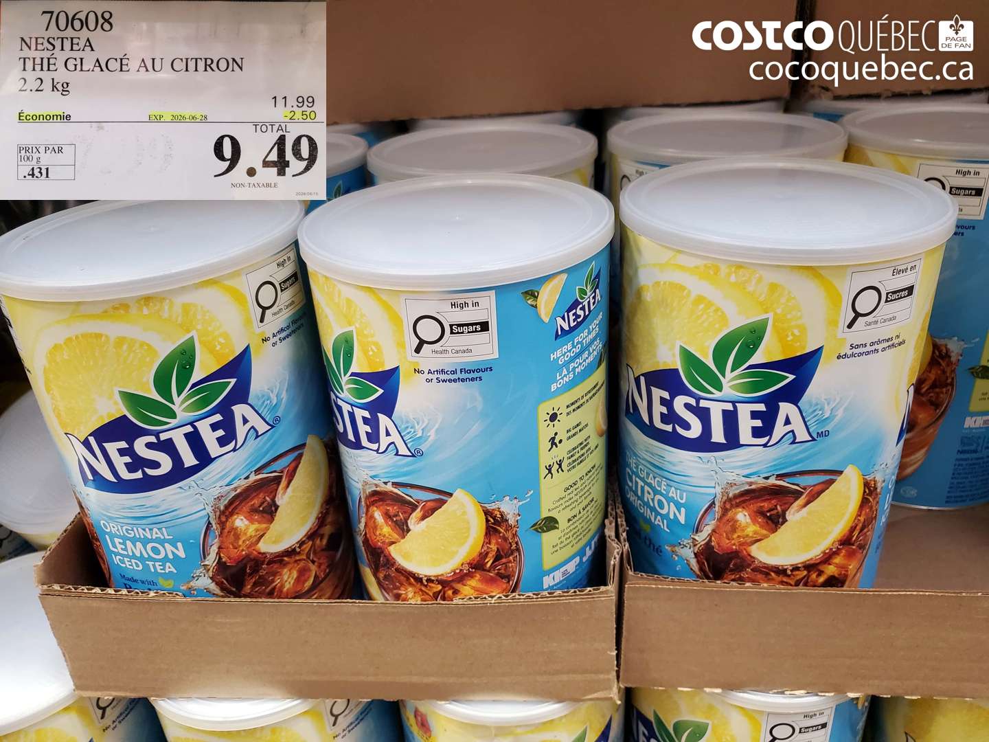 70608 NESTEA THÉ GLACÉ AU CITRON 2.2 KG ($2.50 INSTANT SAVINGS EXPIRES ON 2026-06-28) $9.49