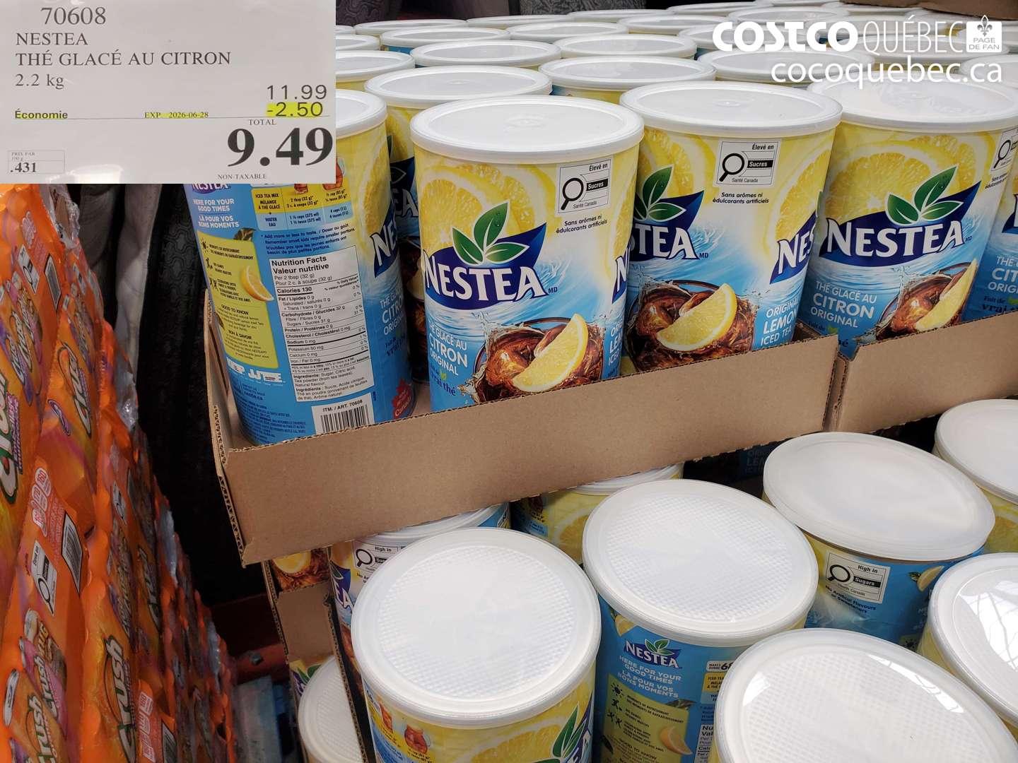 70608 NESTEA THÉ GLACÉ AU CITRON 2.2 KG ($2.50 INSTANT SAVINGS EXPIRES ON 2026-06-28) $9.49