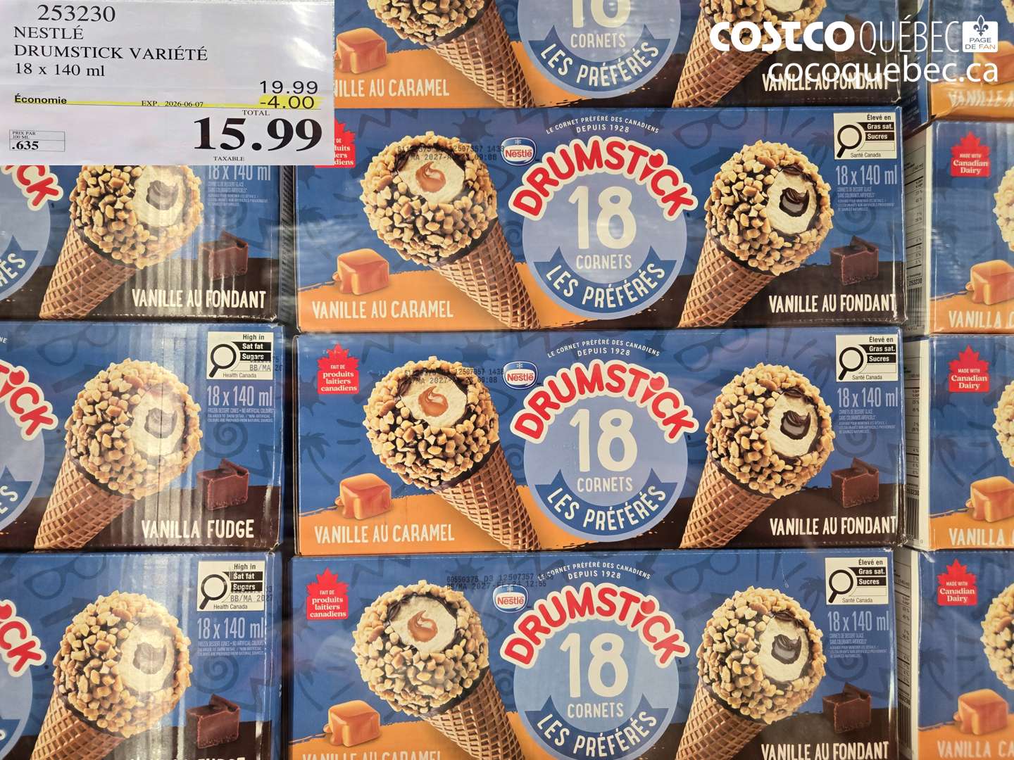 253230 NESTLÉ DRUMSTICK VARIÉTÉ 18 X 140 ML ($4.00 INSTANT SAVINGS EXPIRES ON 2026-06-07) $15.99