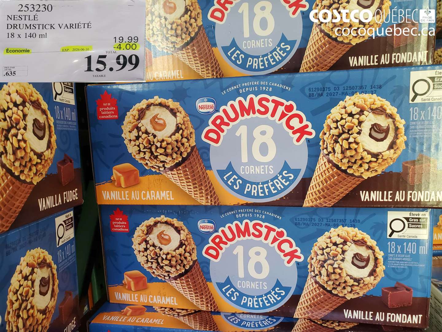 253230 NESTLÉ DRUMSTICK VARIÉTÉ 18 X 140 ML ($4.00 INSTANT SAVINGS EXPIRES ON 2026-06-10) $15.99
