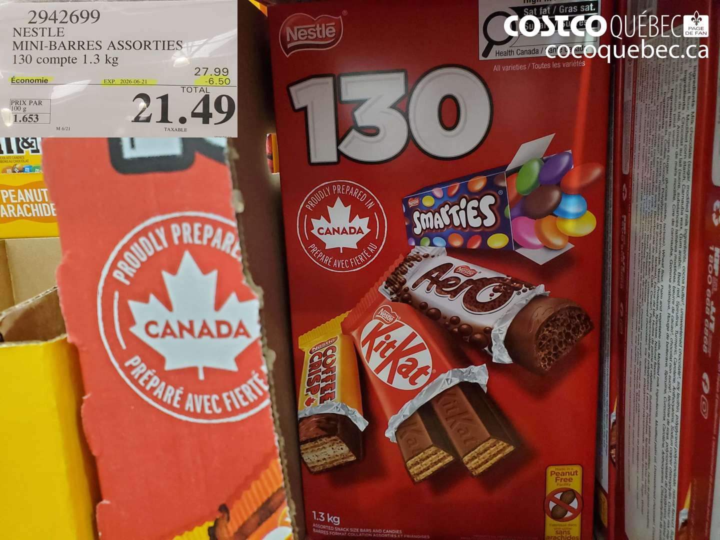 2942699 NESTLE MINI-BARRES ASSORTIES 130 COMPTE 1.3 KG ($6.50 INSTANT SAVINGS EXPIRES ON 2026-06-21) $21.49
