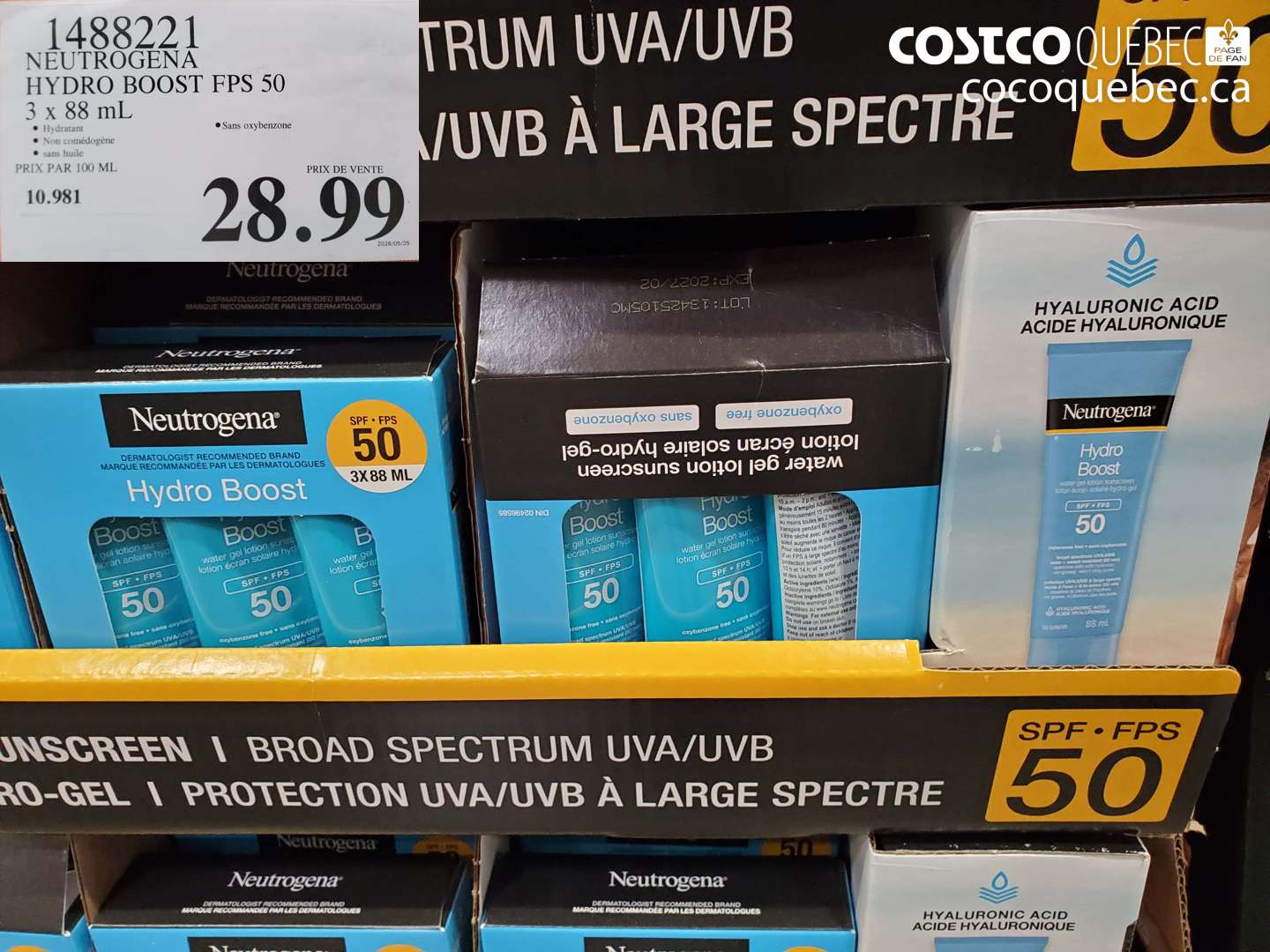 1488221 NEUTROGENA HYDRO BOOST FPS 50 3 X 88 ML $28.99