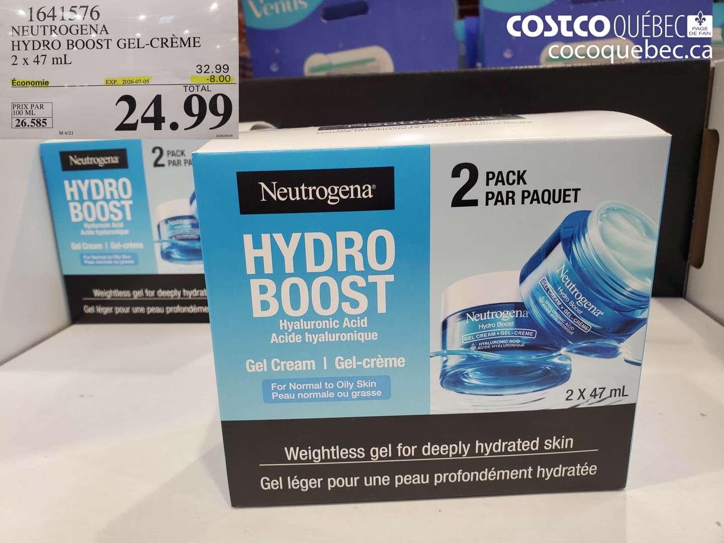 1641576 NEUTROGENA HYDRO BOOST GEL-CRÈME 2 X 47 ML ($8.00 INSTANT SAVINGS EXPIRES ON 2026-07-05) $24.99
